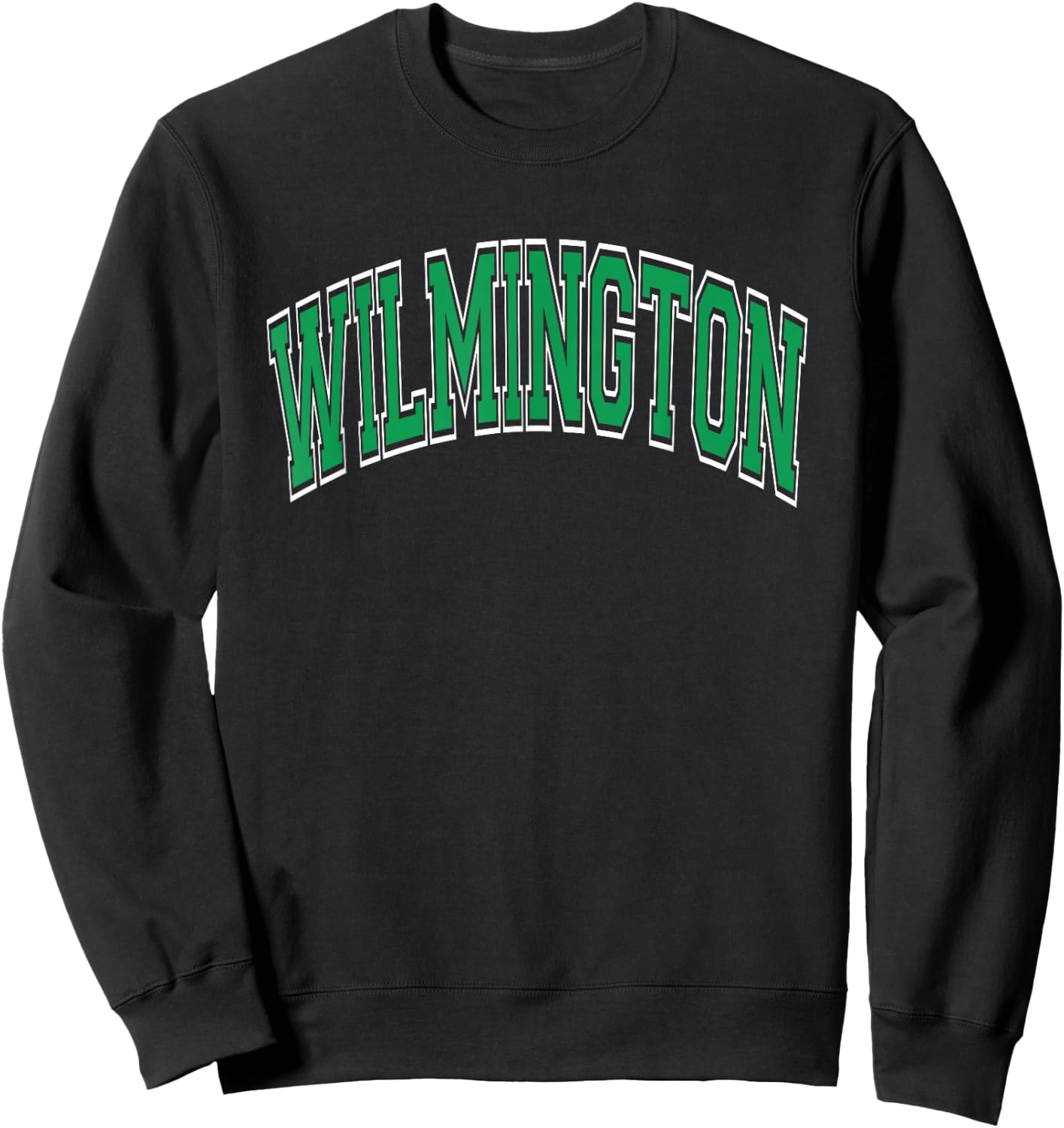 Wilmington Arched Style Green Text Sweatshirt - Sweatshirt | Black