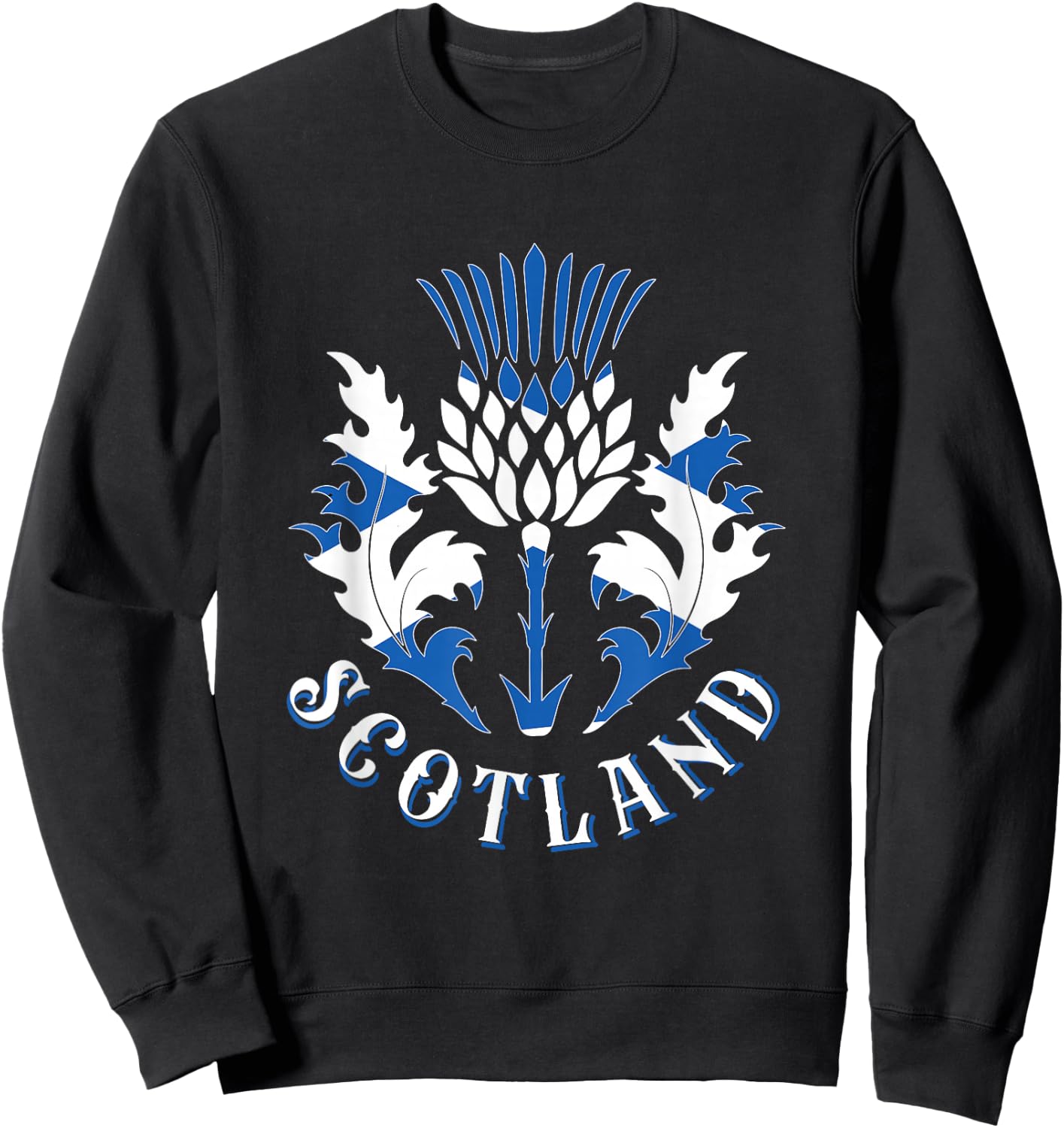 Scottish Flag and Scottish Thistle Scotland Emblem Sweatshirt - Sweatshirt | Black