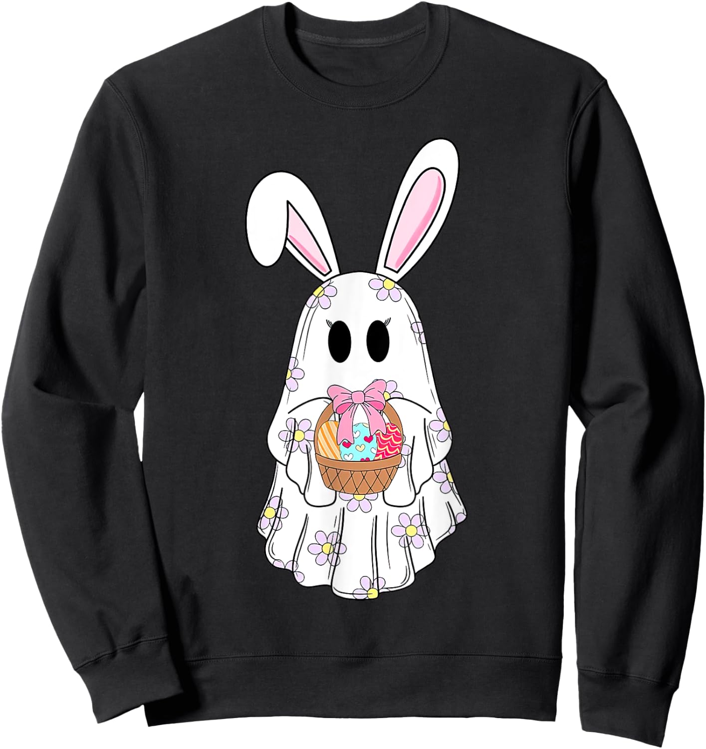 Cute Ghost Bunny Ghost Rabbit Easter Day Rabbit Lover Sweatshirt - Sweatshirt | Black
