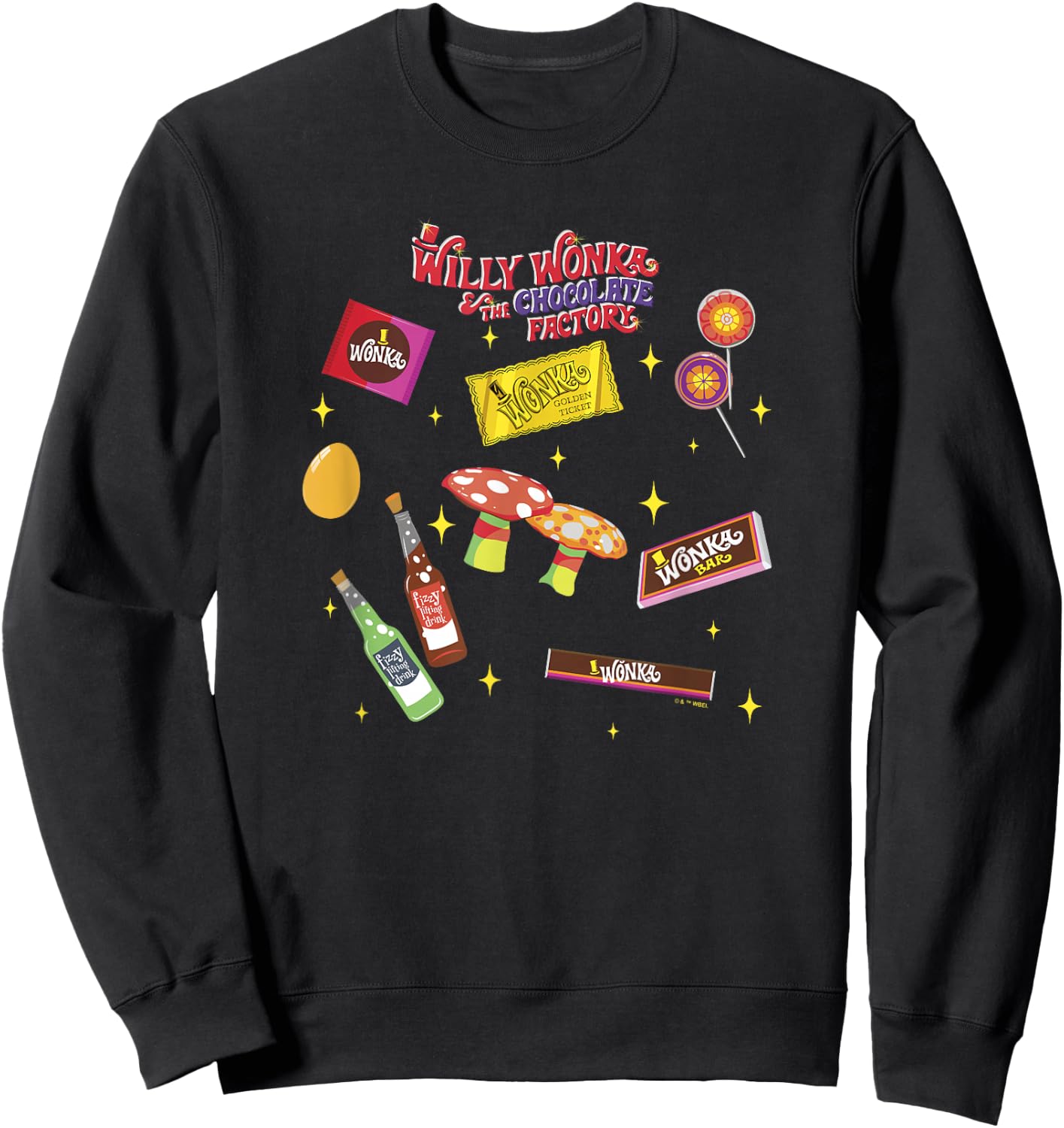 Willy Wonka And The Chocolate Factory Wonka Candies Icons Sweatshirt - Sweatshirt | Black