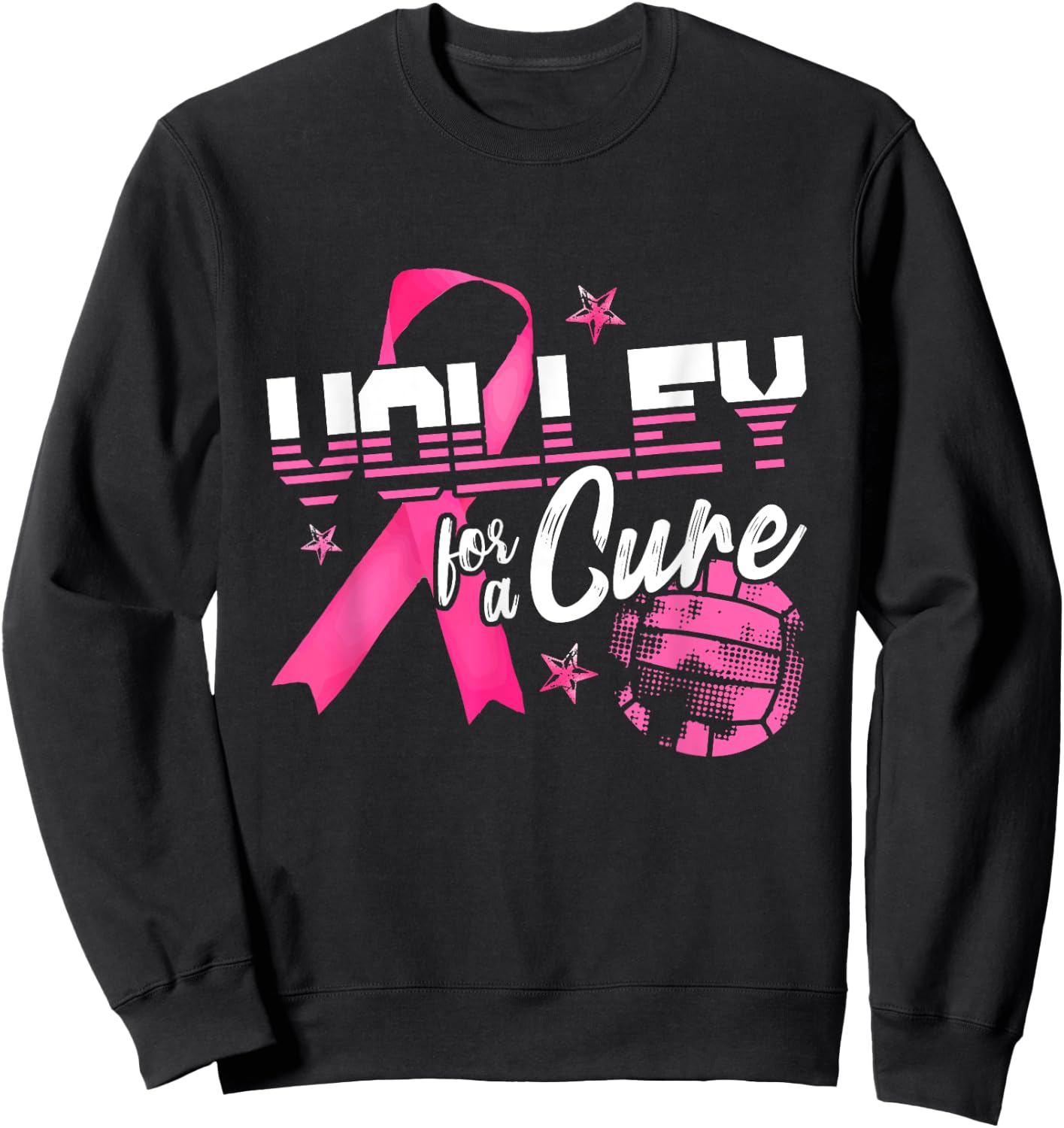 Volley For A Cure Volleyball Breast Cancer Awareness Sweatshirt - Sweatshirt | Black