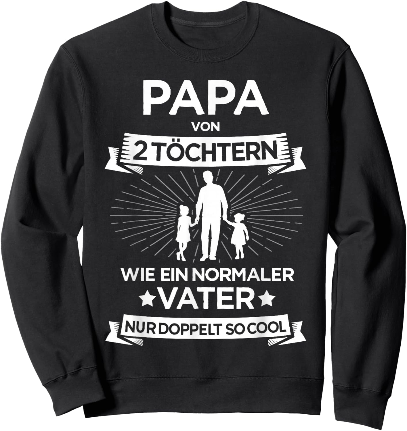 Papa zwei Mädchen für zweifachen Vater 2 Töchter Vatertag Sweatshirt - Sweatshirt | Black