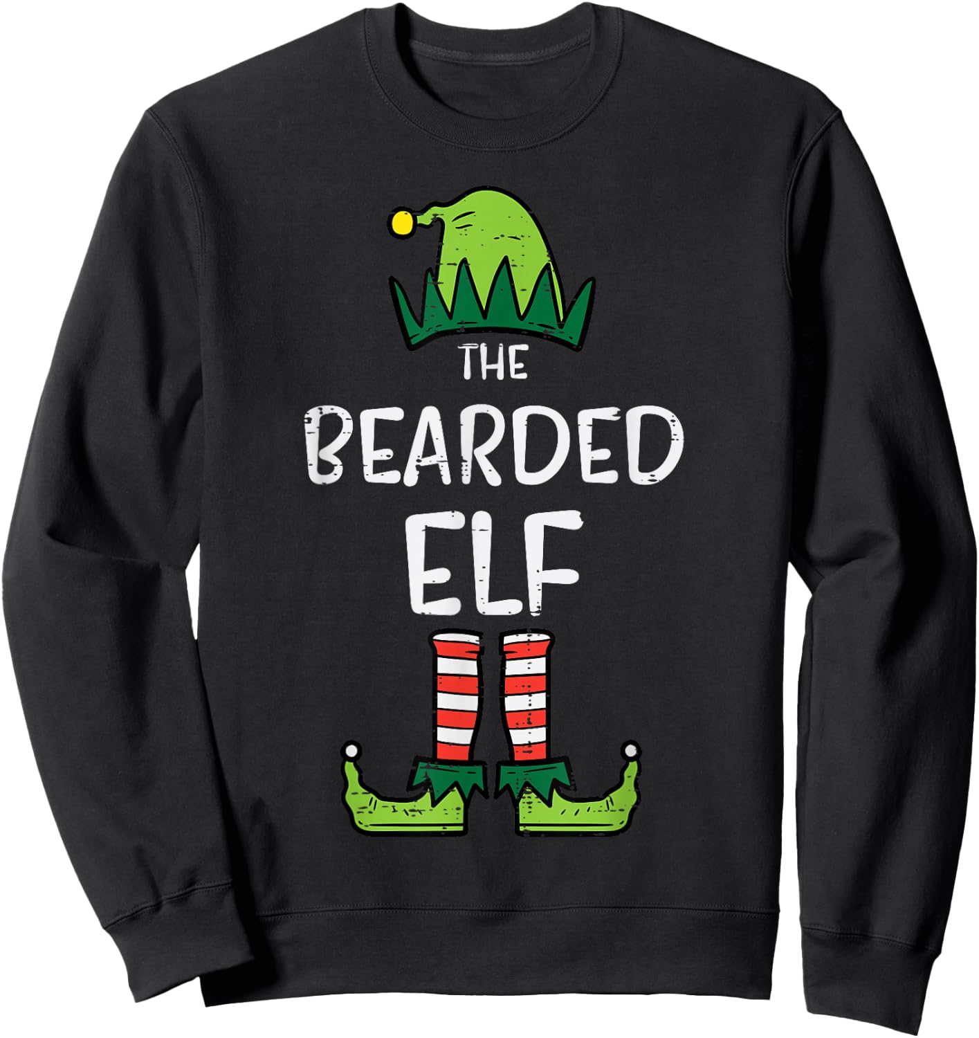 Bearded Elf Matching Christmas For Family Uncle Dad Sweatshirt - Sweatshirt | Black