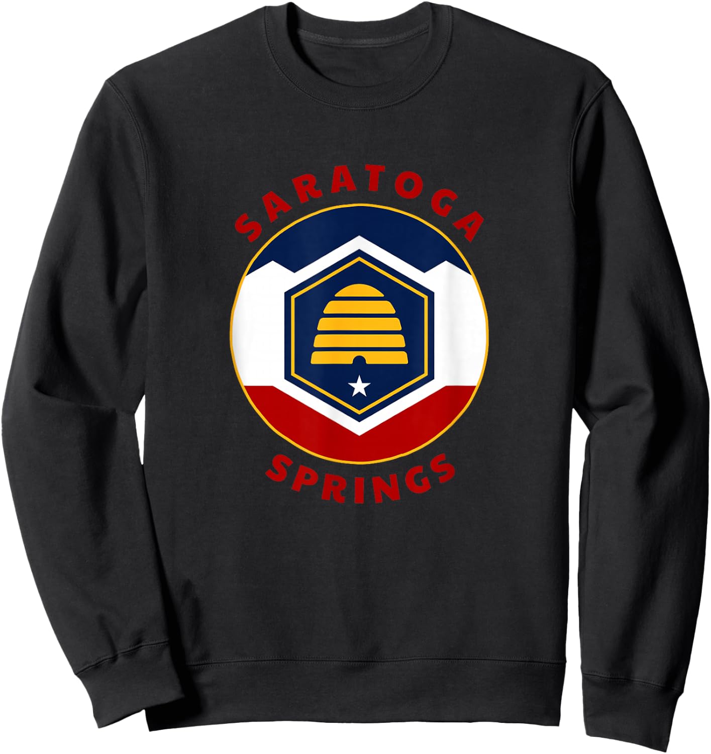 Saratoga Springs Utah New UT Flag Beehive Vacation Souvenir Sweatshirt - Sweatshirt | Black