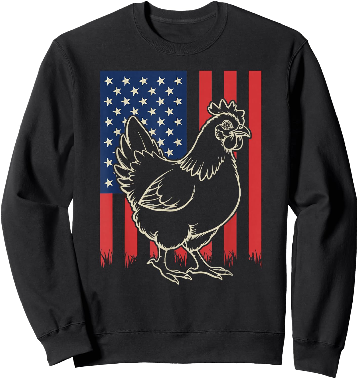 Chicken Lover Farmer Farm Animal 4th of July Sweatshirt - Sweatshirt | Black