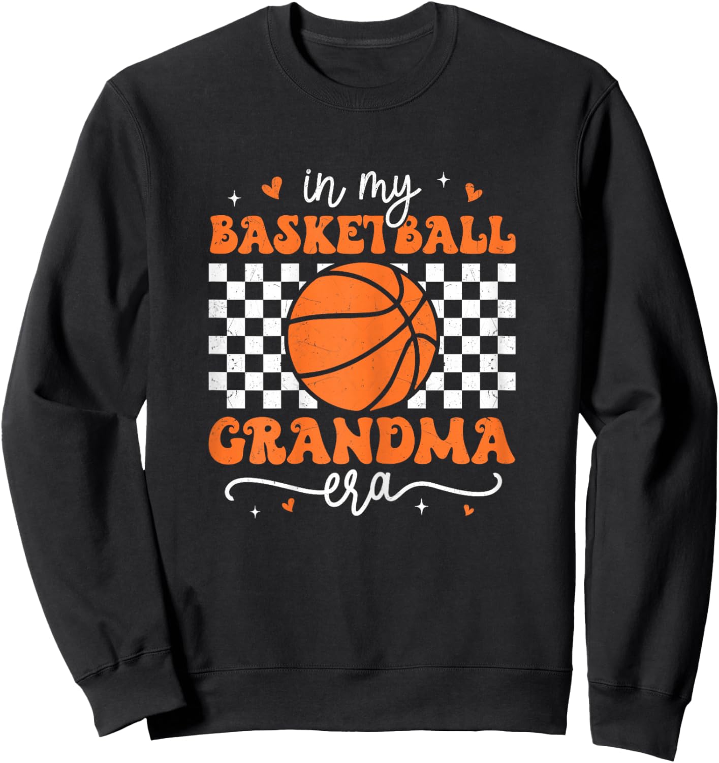 In My Basketball Grandma Era Groovy Retro Basketball Grandma Sweatshirt - Sweatshirt | Black