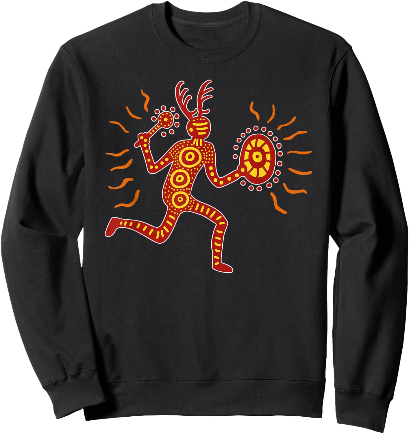 Running Deer Shaman Paleo Stammeskunst Sweatshirt - Sweatshirt | Black