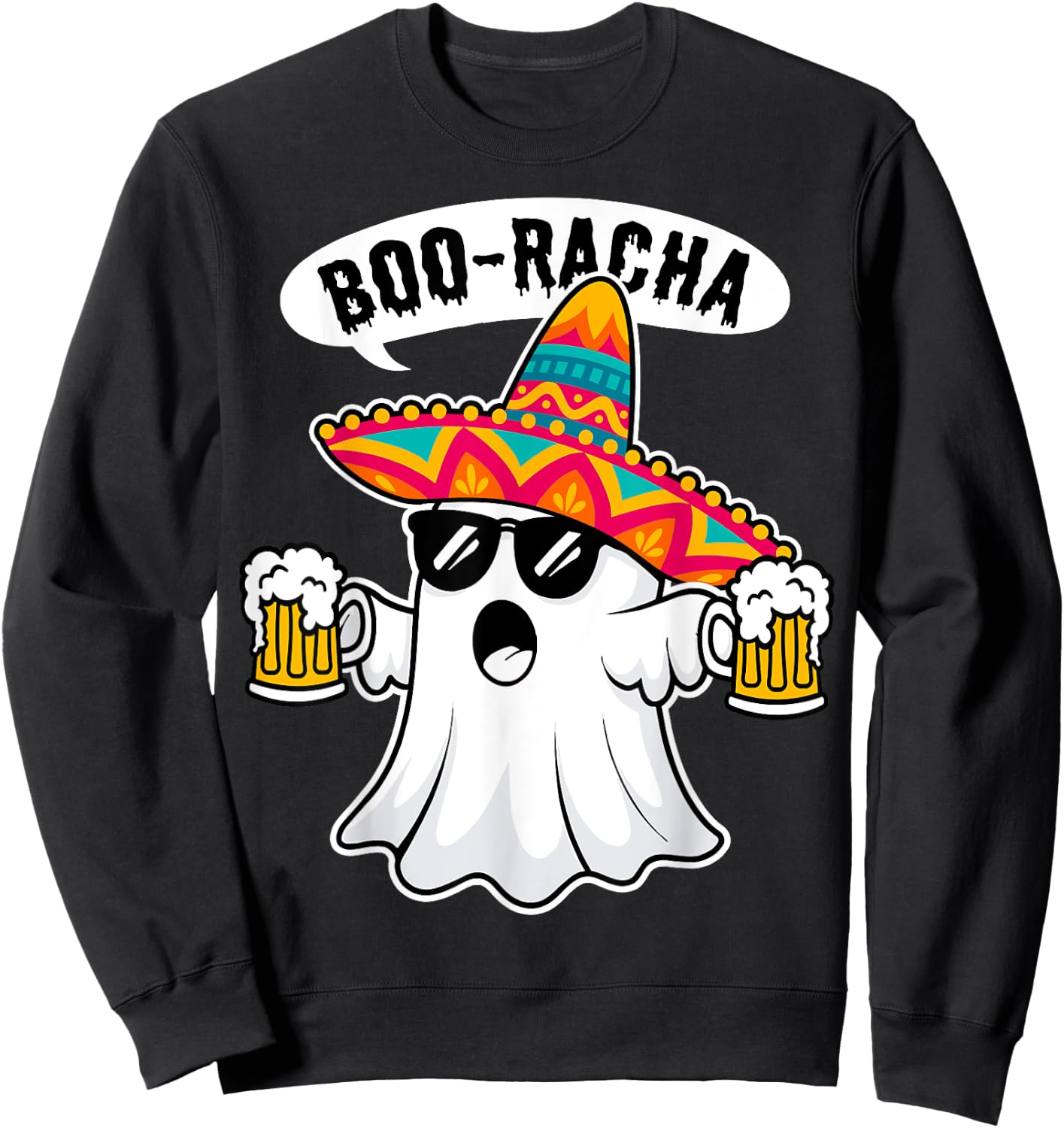 Boo-Racha Halloween Cute Ghost Boo Borracha Cinco De Mayo Sweatshirt - Sweatshirt | Black