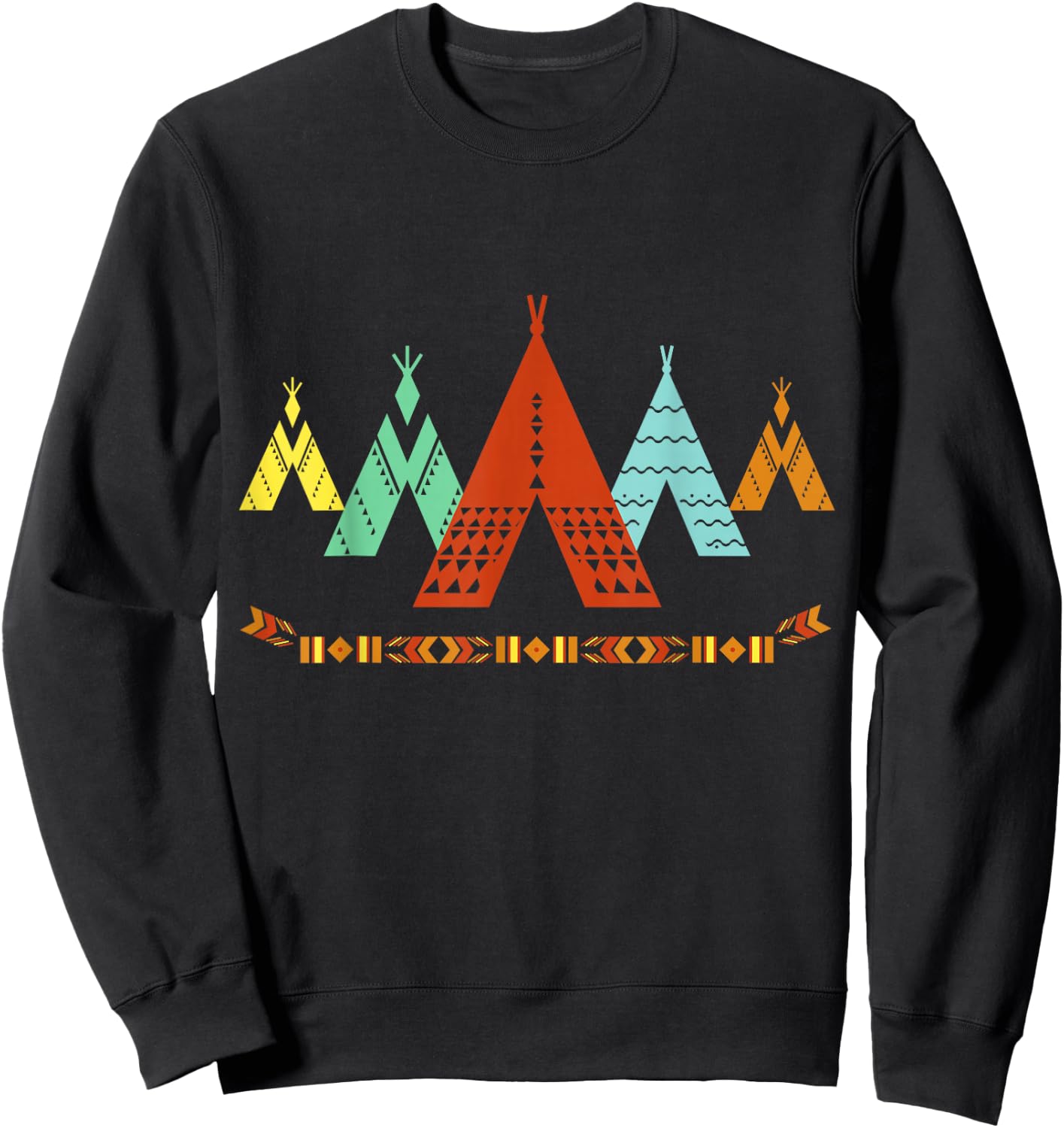 Vintage Native American Teepee , Indian Shirt Sweatshirt - Sweatshirt | Black