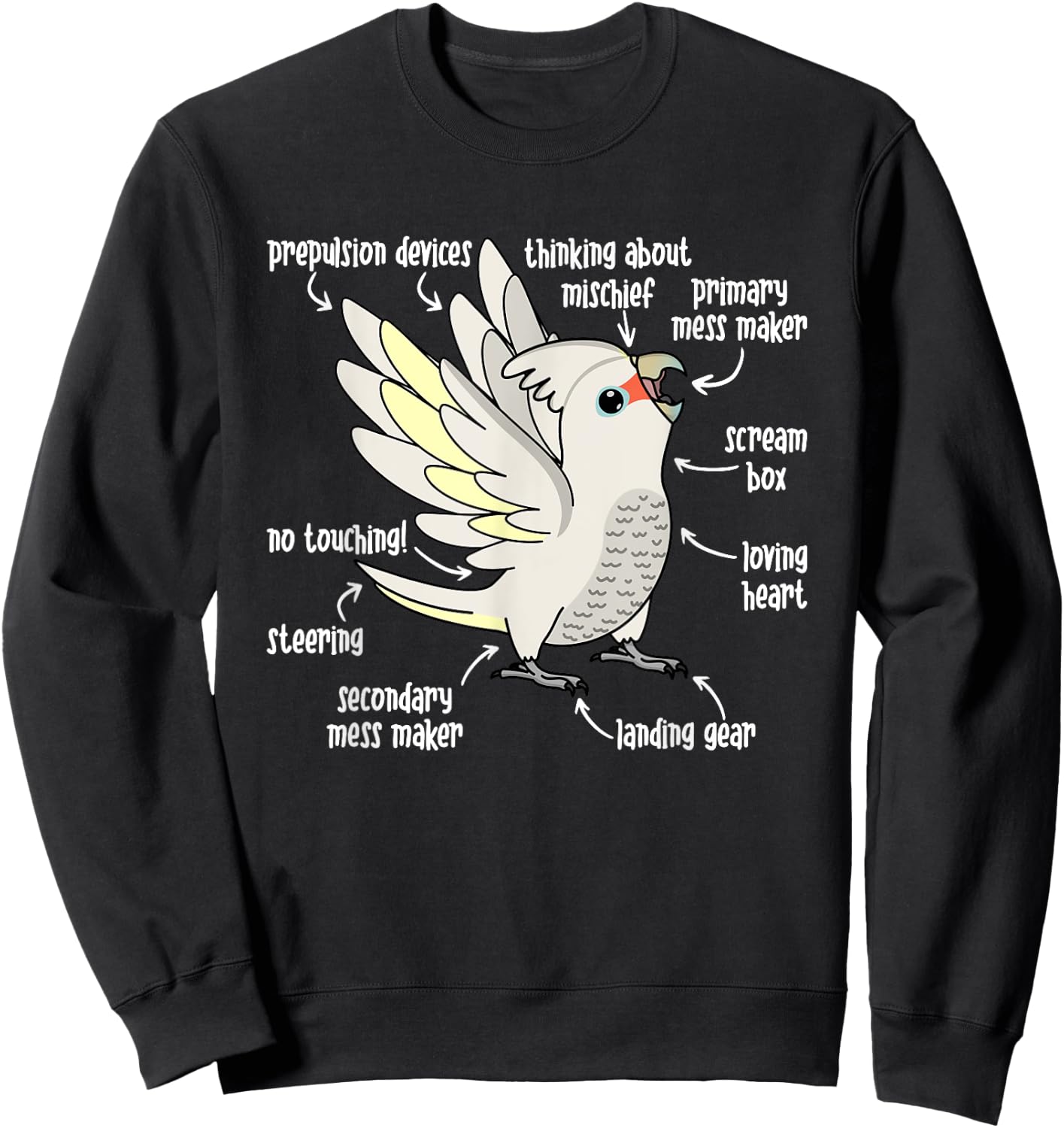 Parrot Anatomy I Goffins Cockatoo Sweatshirt - Sweatshirt | Black