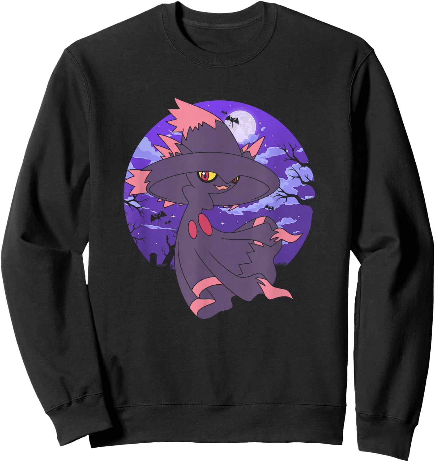 Pokémon Mismagius & Zubat Creepy Graveyard At Night Sweatshirt - Sweatshirt | Black