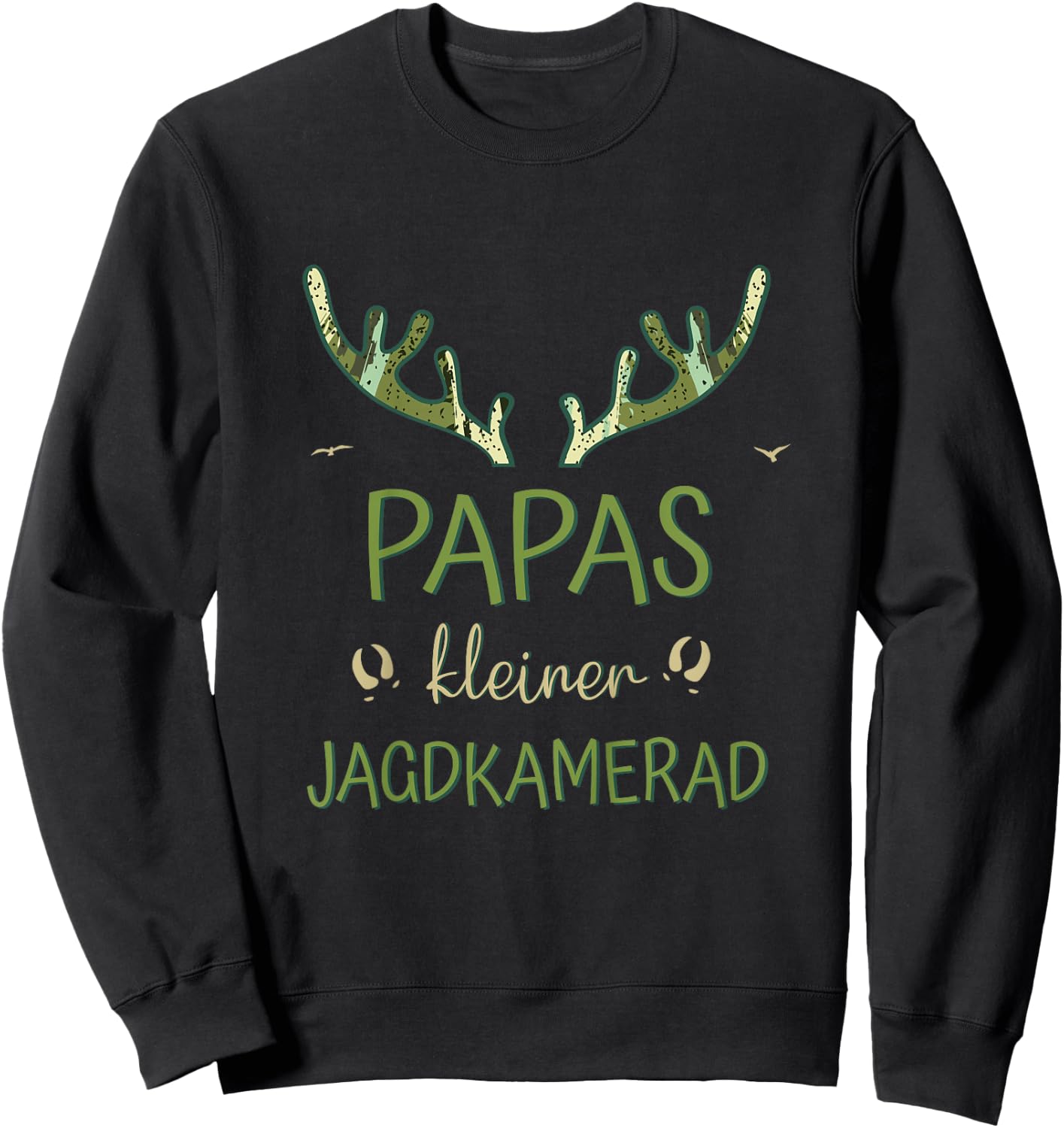Children's with German Text Hunter Son - Papas Little Hunting Comad Sweatshirt - Sweatshirt | Black