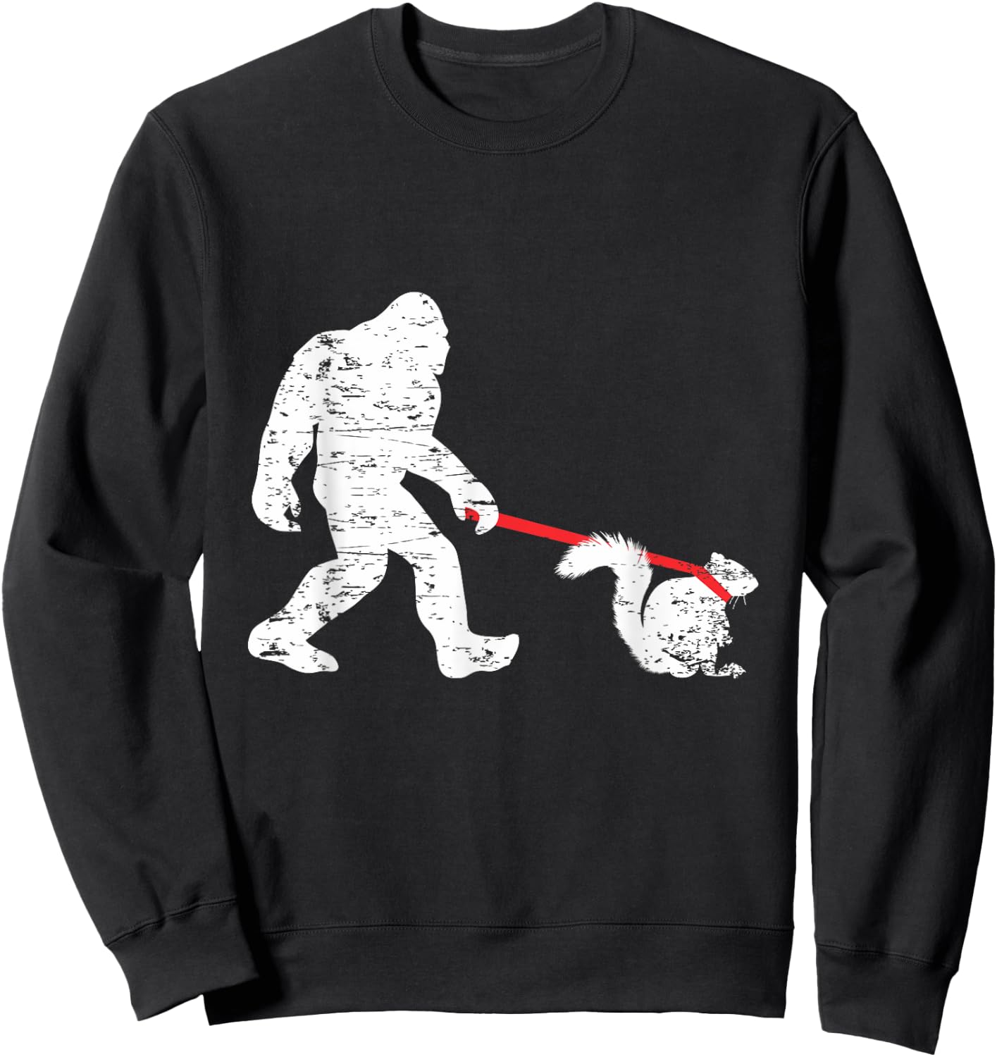 Cool Big Foot and Squirrel Lover Gifts Bigfoot Walking Squirrel Funny Sasquatch Fan -Adults Black Small Classic Fit Short Sleeve Cotton 60% Polyester 40% Sweatshirt - Sweatshirt | Black