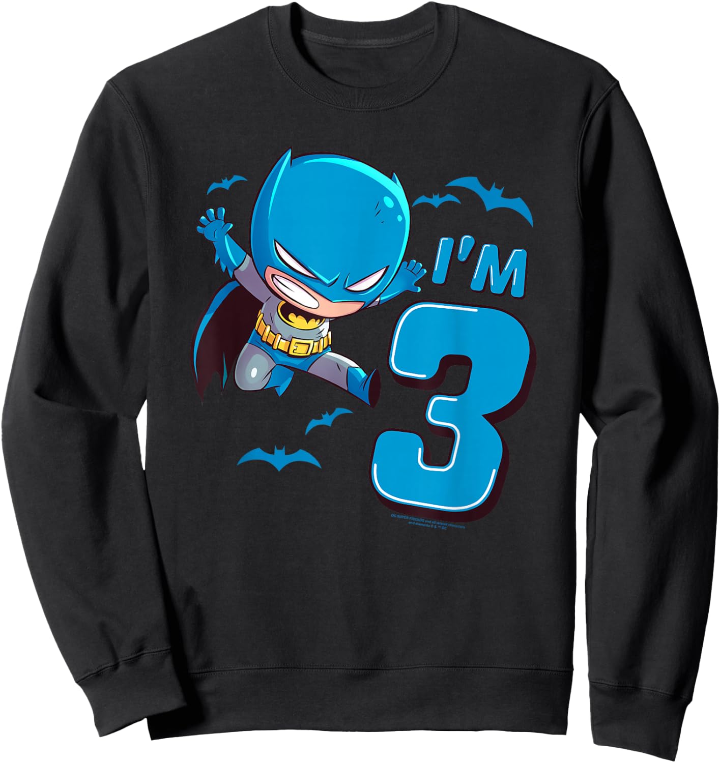Batman 3rd Birthday Cute I'm 3 Sweatshirt - Sweatshirt | Black