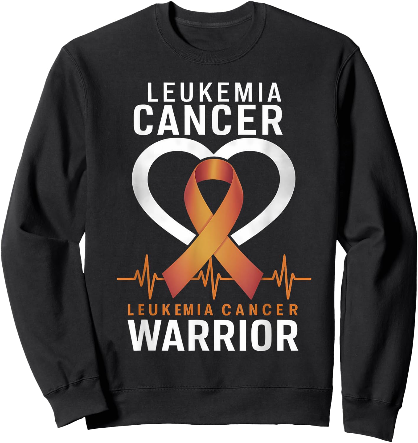 Leukemia Cancer Awareness Leukemia Warrior Orange Ribbon Sweatshirt - Sweatshirt | Black