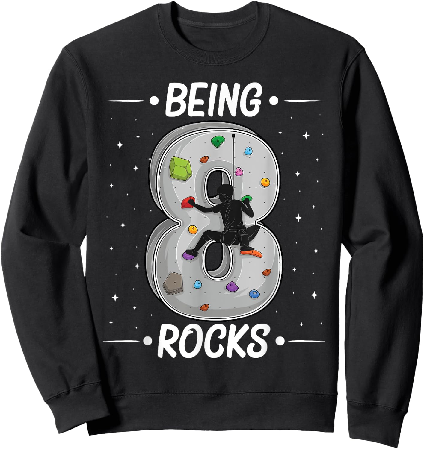 8 year old rock climbing 8th birthday Adventures Climber Sweatshirt - Sweatshirt | Black