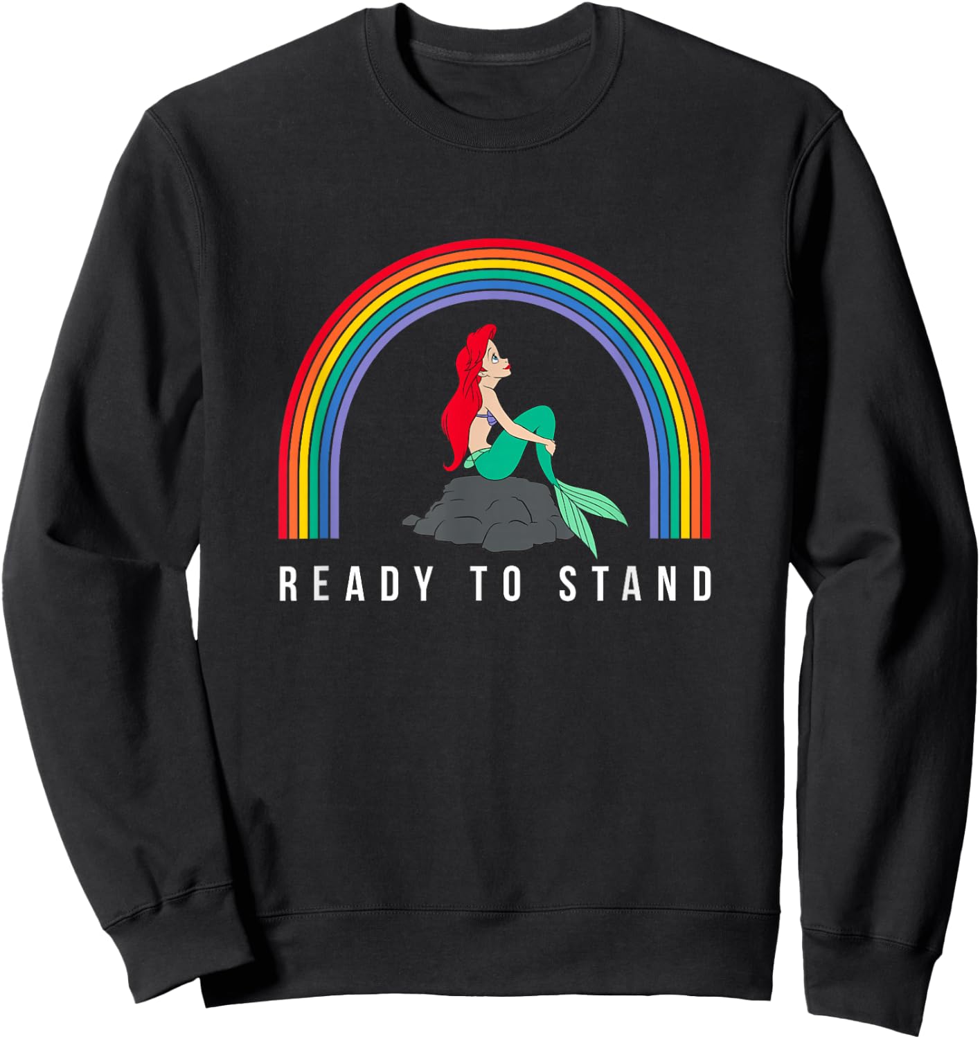 Disney The Little Mermaid Ariel Rainbow Ready To Stand Sweatshirt - Sweatshirt | Black