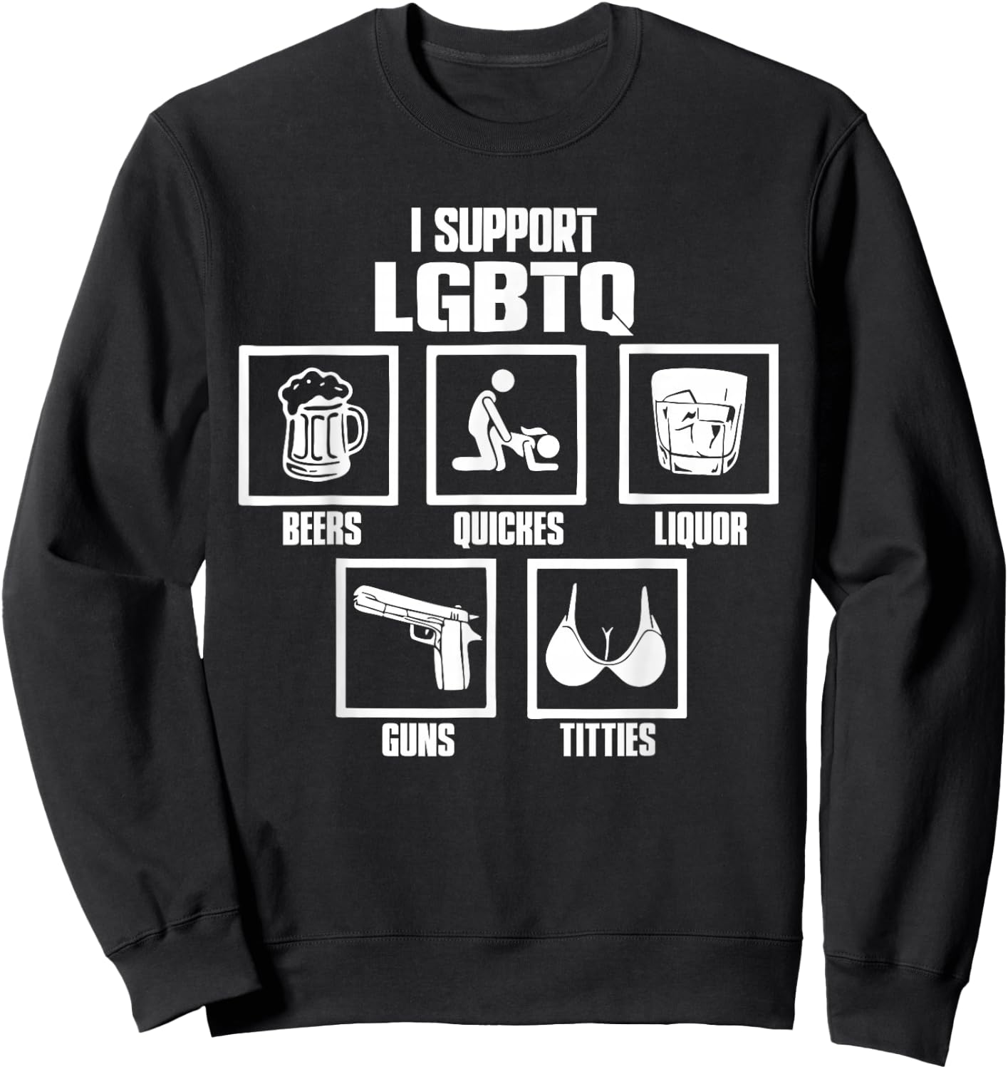 I Support LGBTQ Funny Pride Month Sweatshirt - Sweatshirt | Black