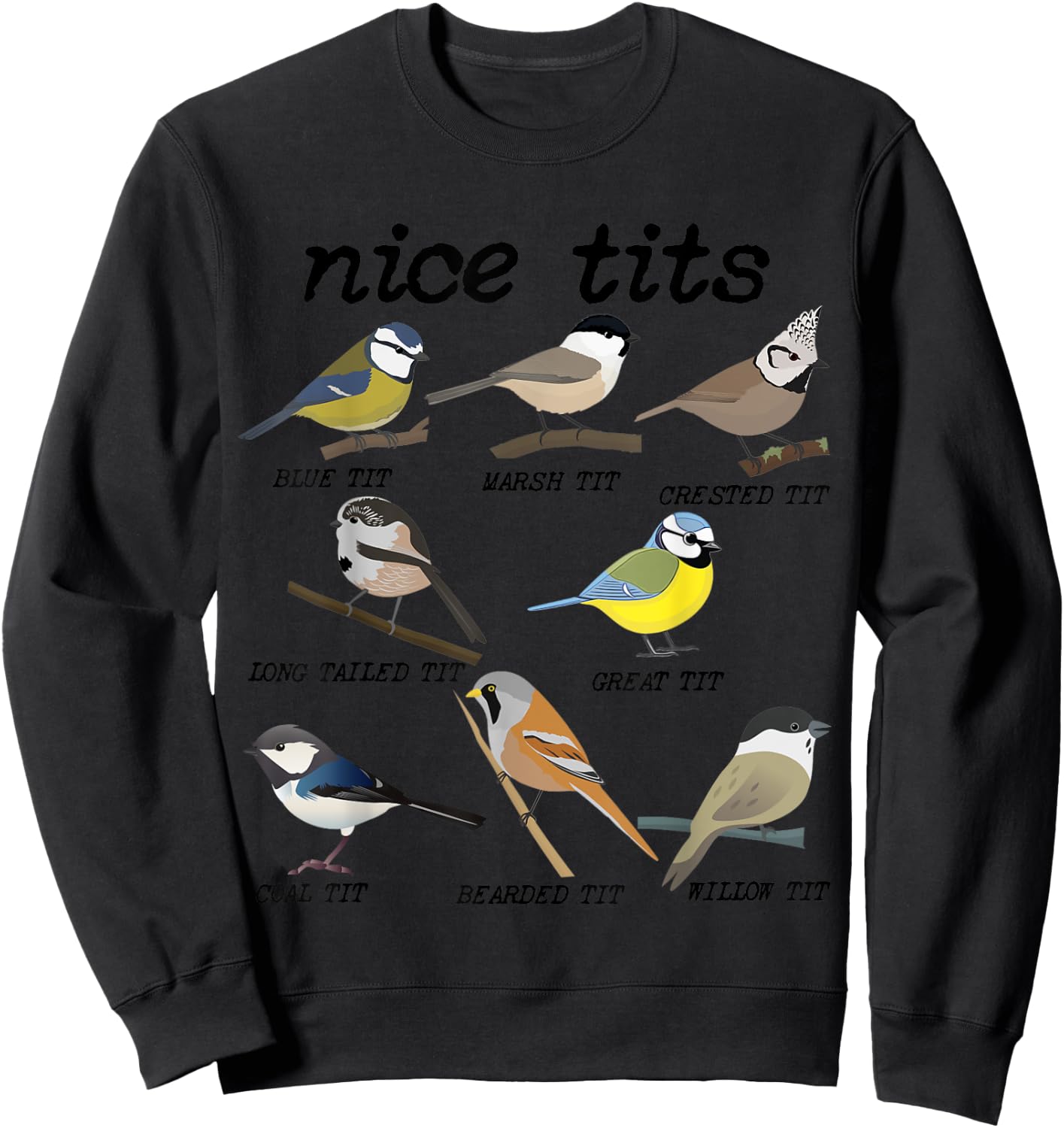 Nice Tits Funny Bird Watching Funny Tit Birds Birdwatcher Sweatshirt - Sweatshirt | Black