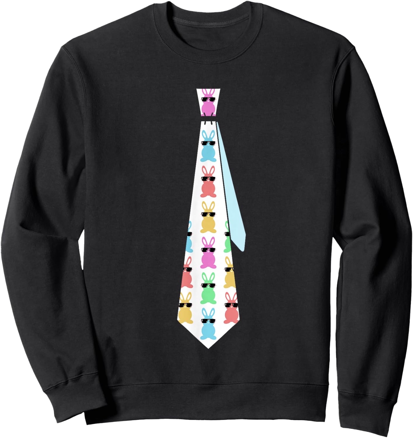 Easter Bunny Tie Funny Graphic for Boys Toddlers Men Sweatshirt - Sweatshirt | Black