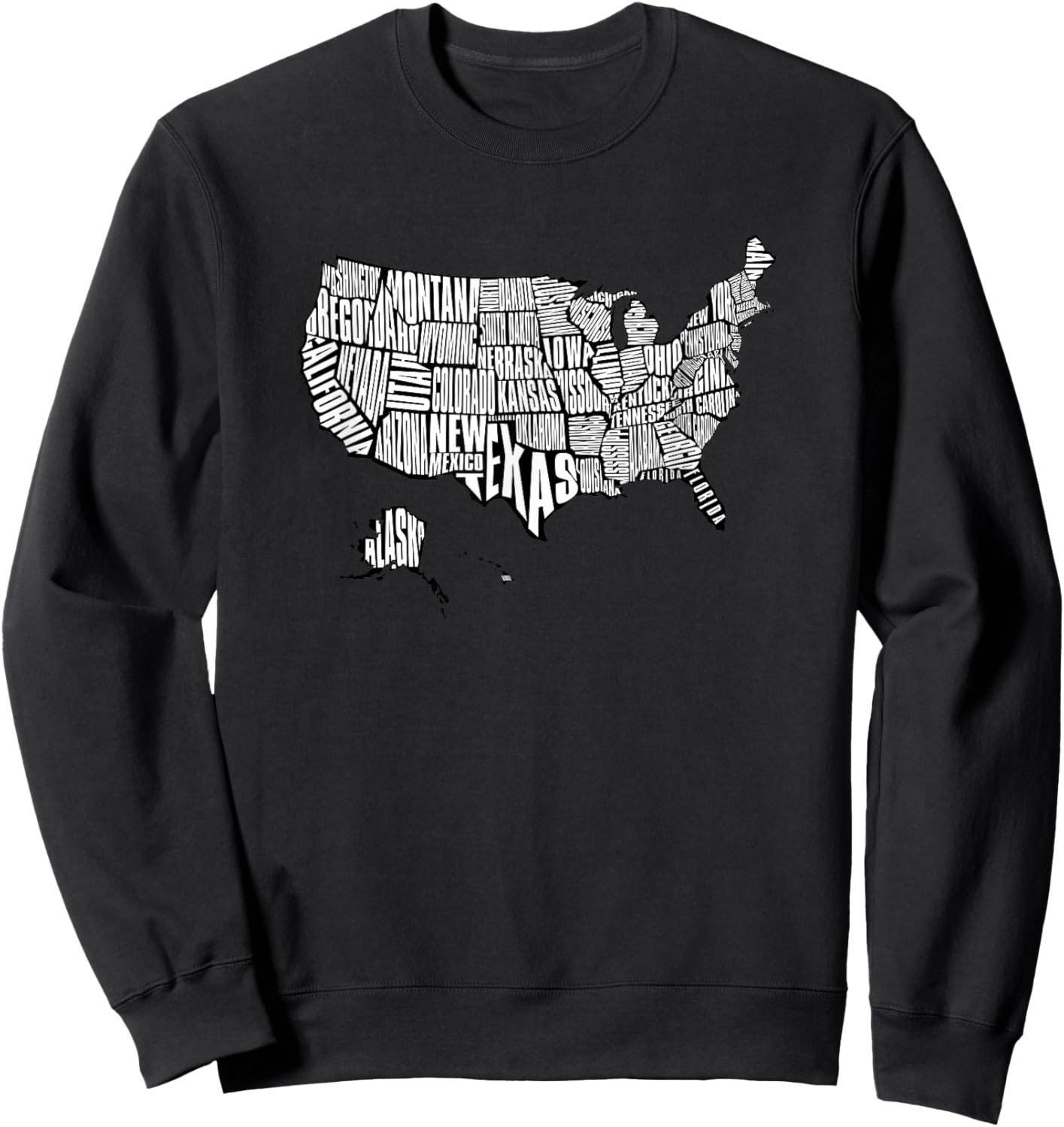 US Map 50 United States USA Sweatshirt - Sweatshirt | Black