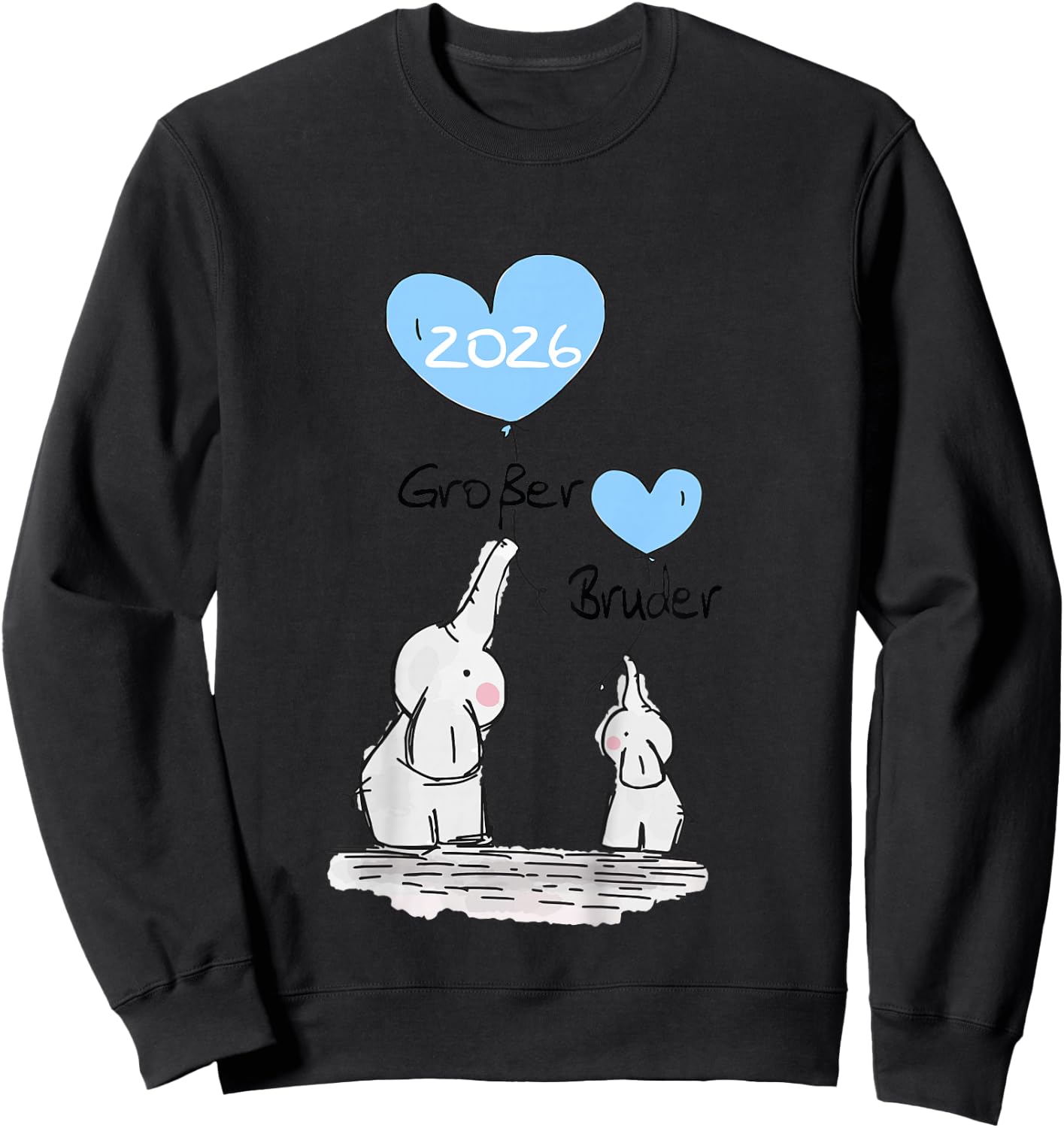 Children's Big Brother 2026 Gift Elephant Announcement Birth , White Sweatshirt - Sweatshirt | Black