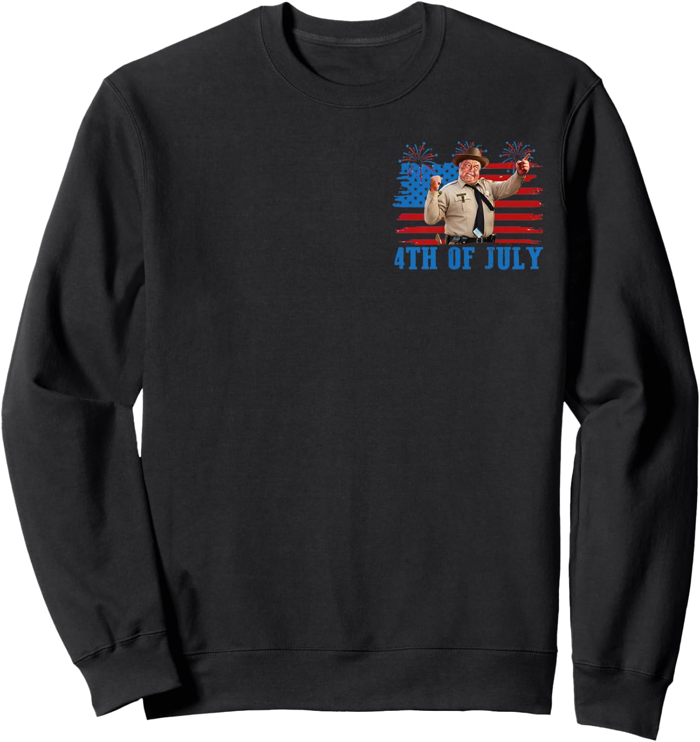 (2 Side) Retro Smokey Happy 4Th of July to All You Sumbitches Sweatshirt - Sweatshirt | Black