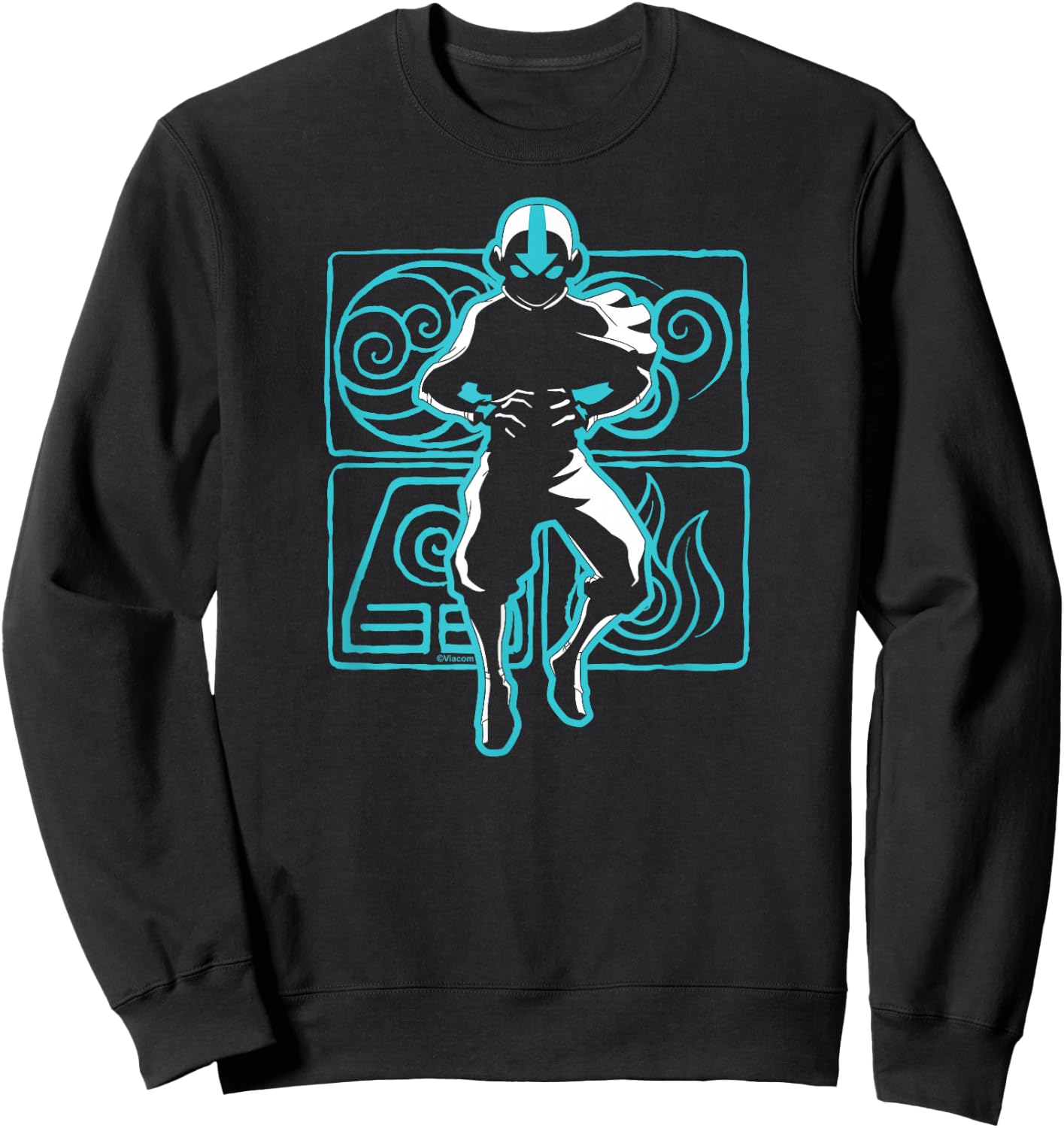 Avatar The Last Airbender - Aang Fire Air Earth Water Sweatshirt - Sweatshirt | Black