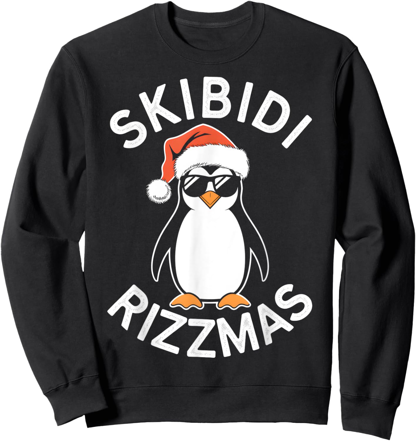 Skibidi Rizzmas Funny Christmas Christmas Season Penguin Sweatshirt - Sweatshirt | Black