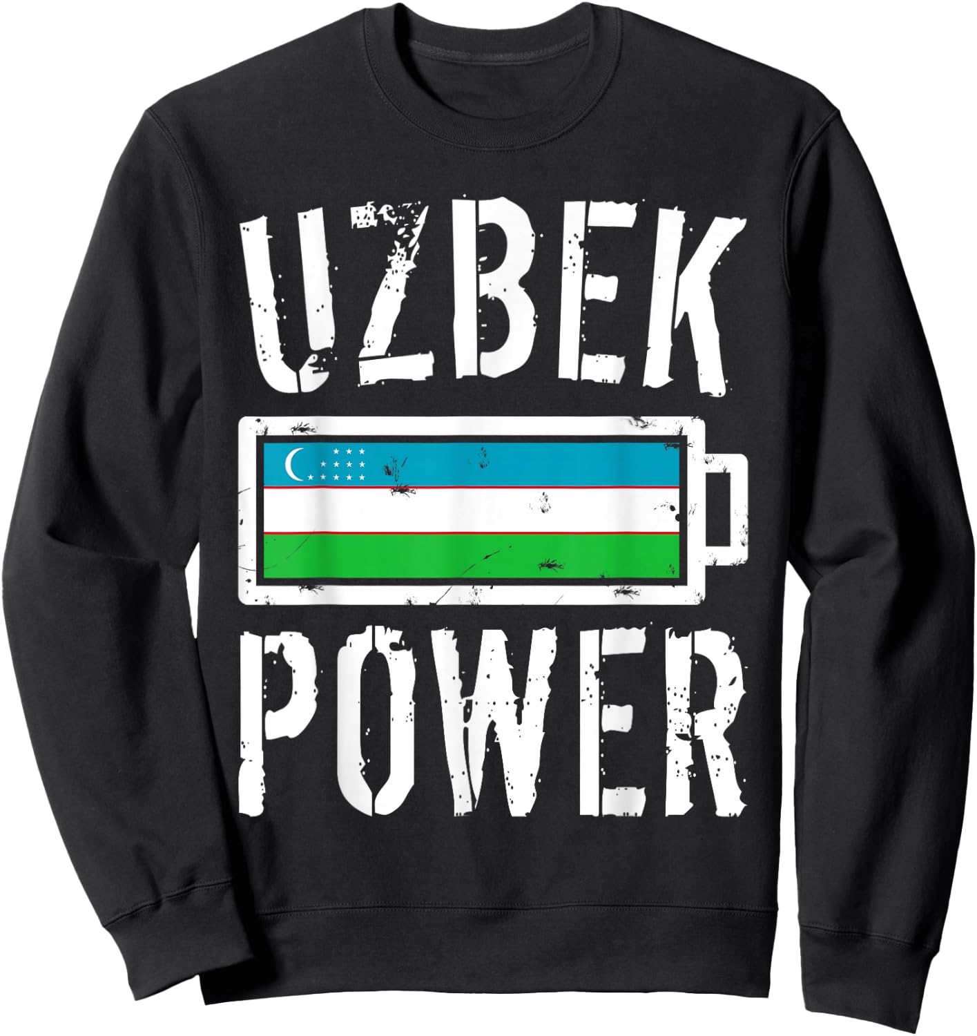 Uzbekistan Flag | Uzbek Power Battery Proud Sweatshirt - Sweatshirt | Black