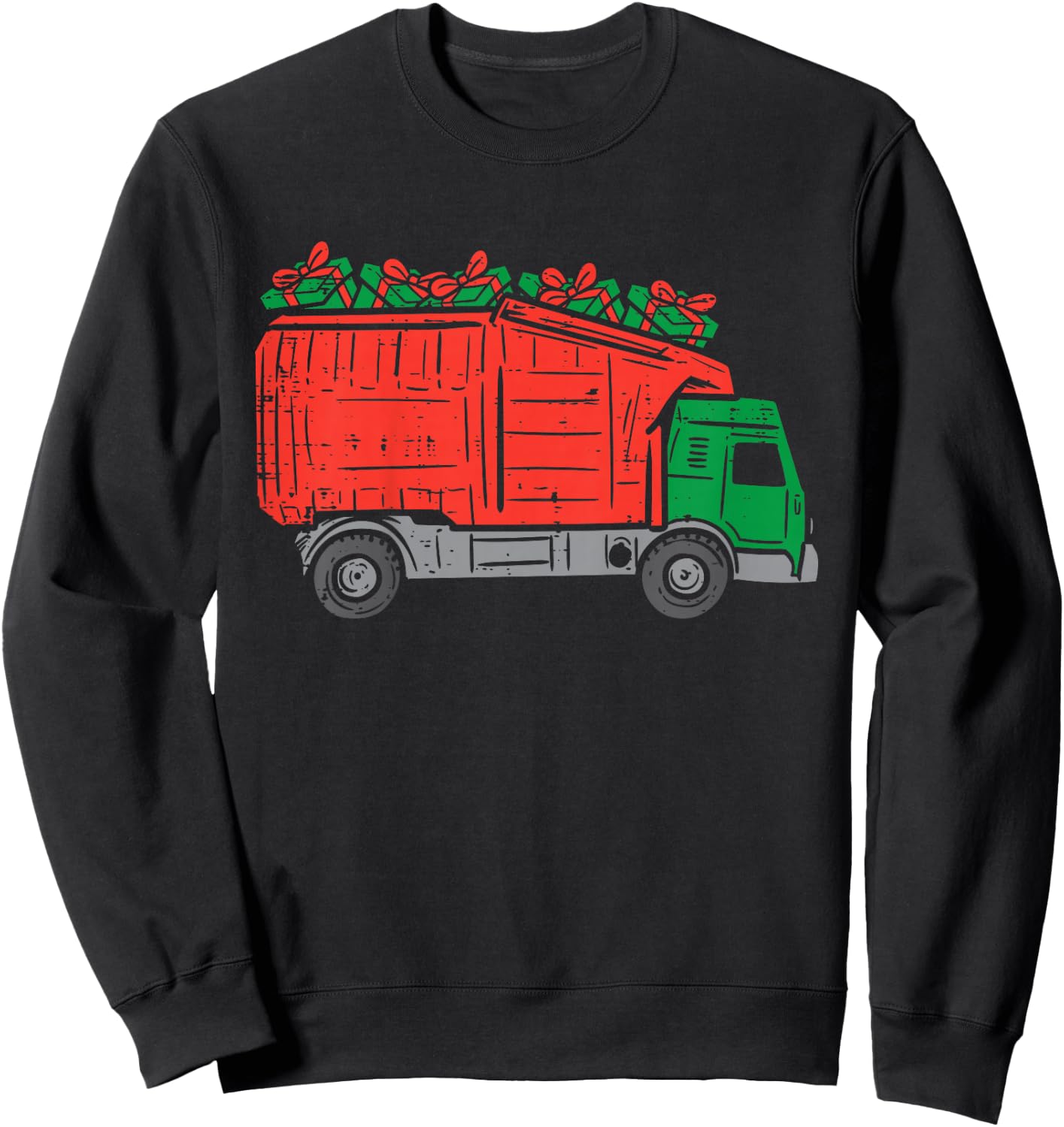 Kids Garbage Truck Xmas PJs Pajamas Toddler Boys Christmas Kids Sweatshirt - Sweatshirt | Black