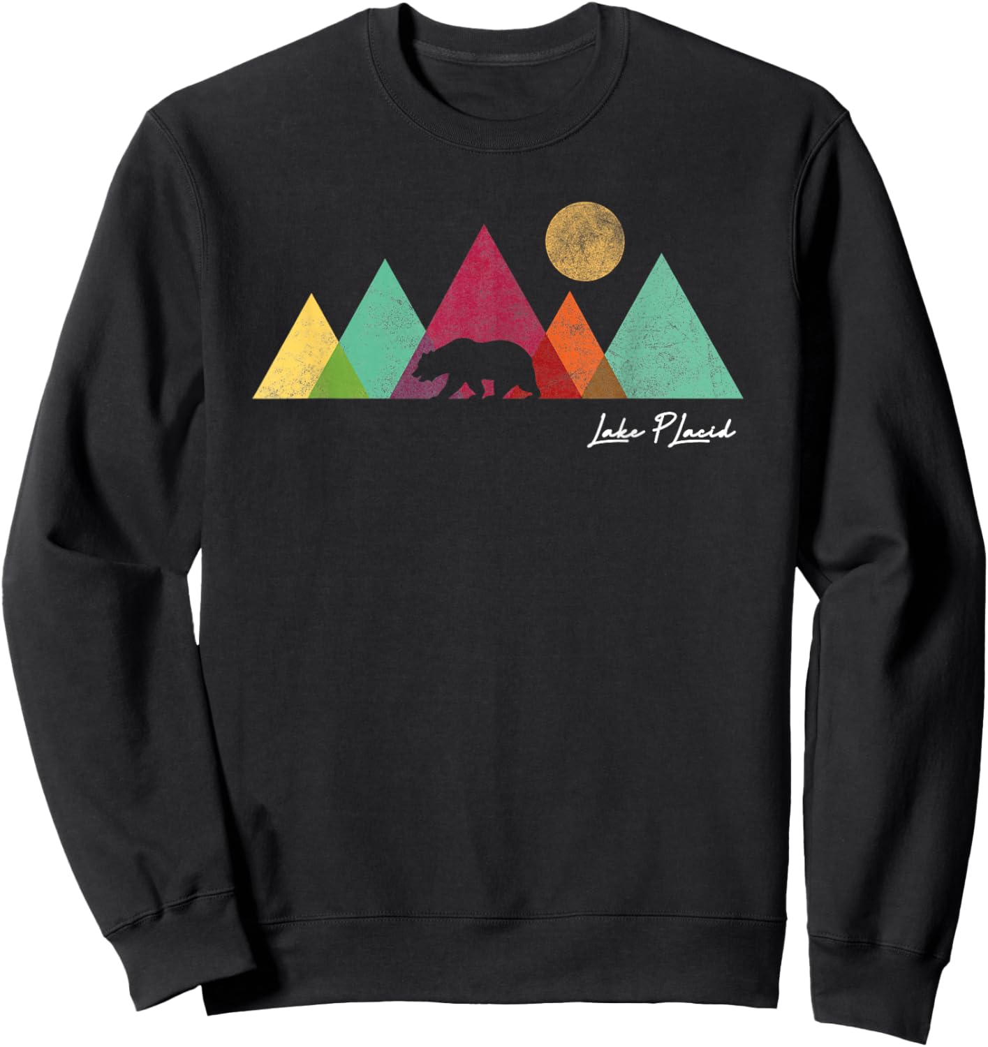 Vintage Lake Placid New York Mountain Souvenir Sweatshirt - Sweatshirt | Black
