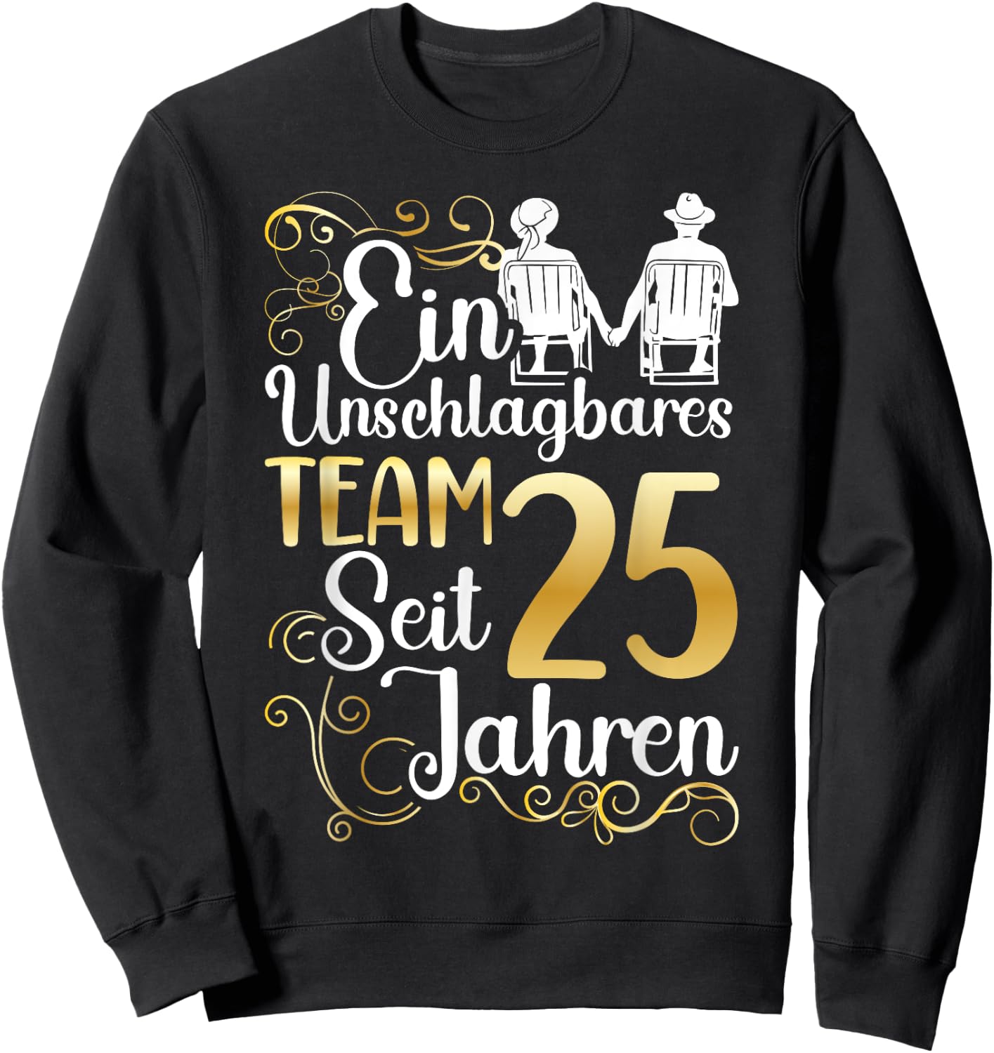 Silver Wedding 25 Years Married Wedding Anniversary , black, s Sweatshirt - Sweatshirt | Black