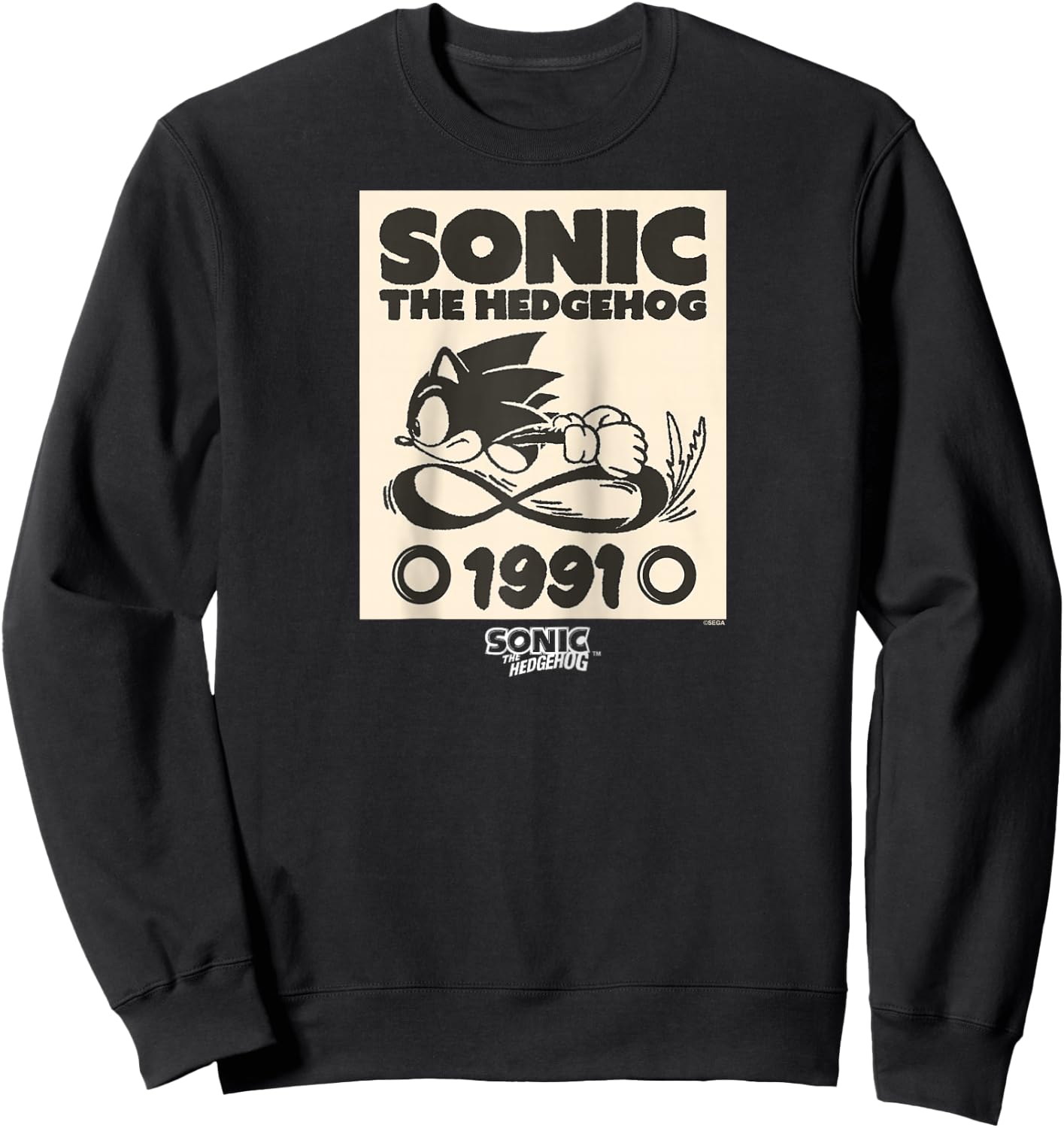 Sonic The Hedgehog 1991 Epic Run Vintage Sketch Raglan Baseball Sweatshirt - Sweatshirt | Black