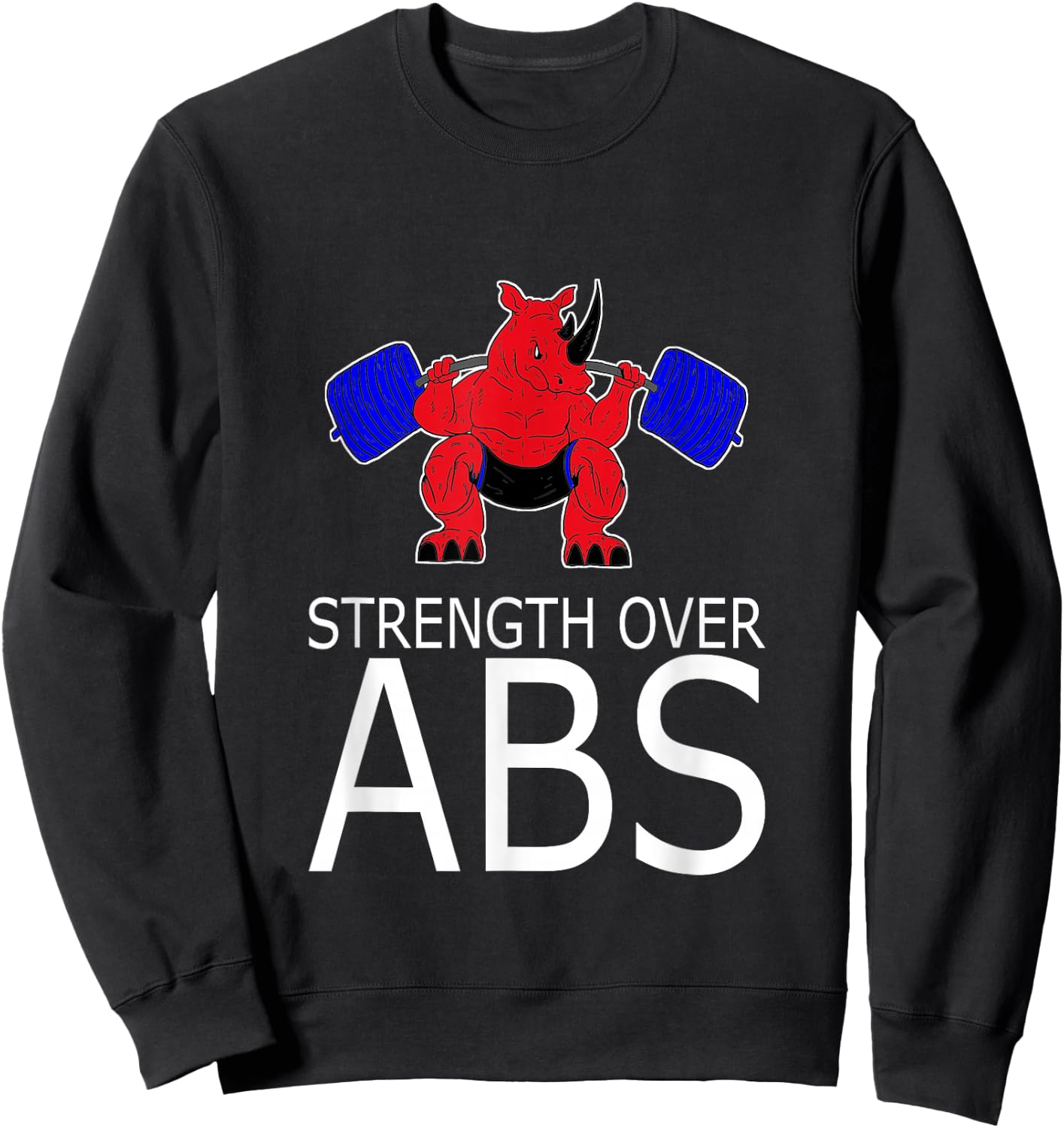 STRENGTH OVER ABS Weight Lifting With Saying Powerlifting Sweatshirt - Sweatshirt | Black