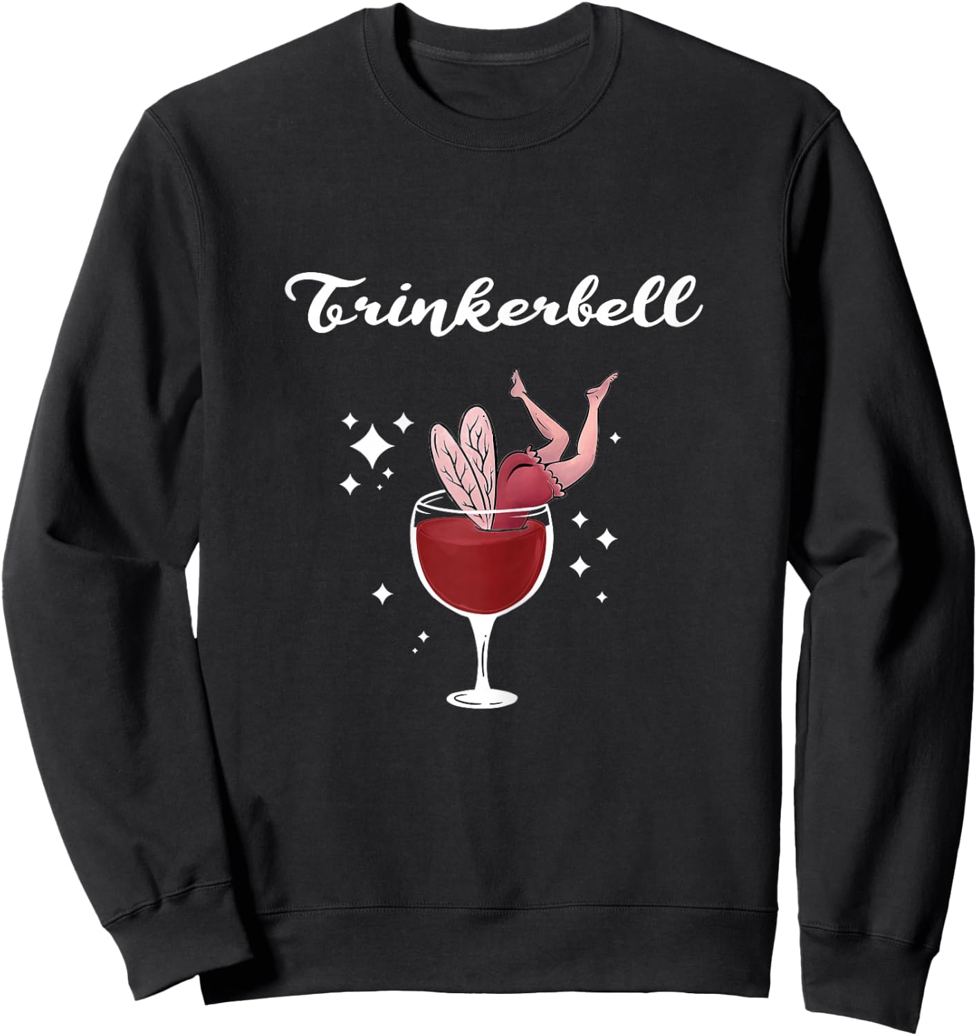 Women's Holla the Wine Fairy - Wine Vino Trinkerbell , black, s Sweatshirt - Sweatshirt | Black