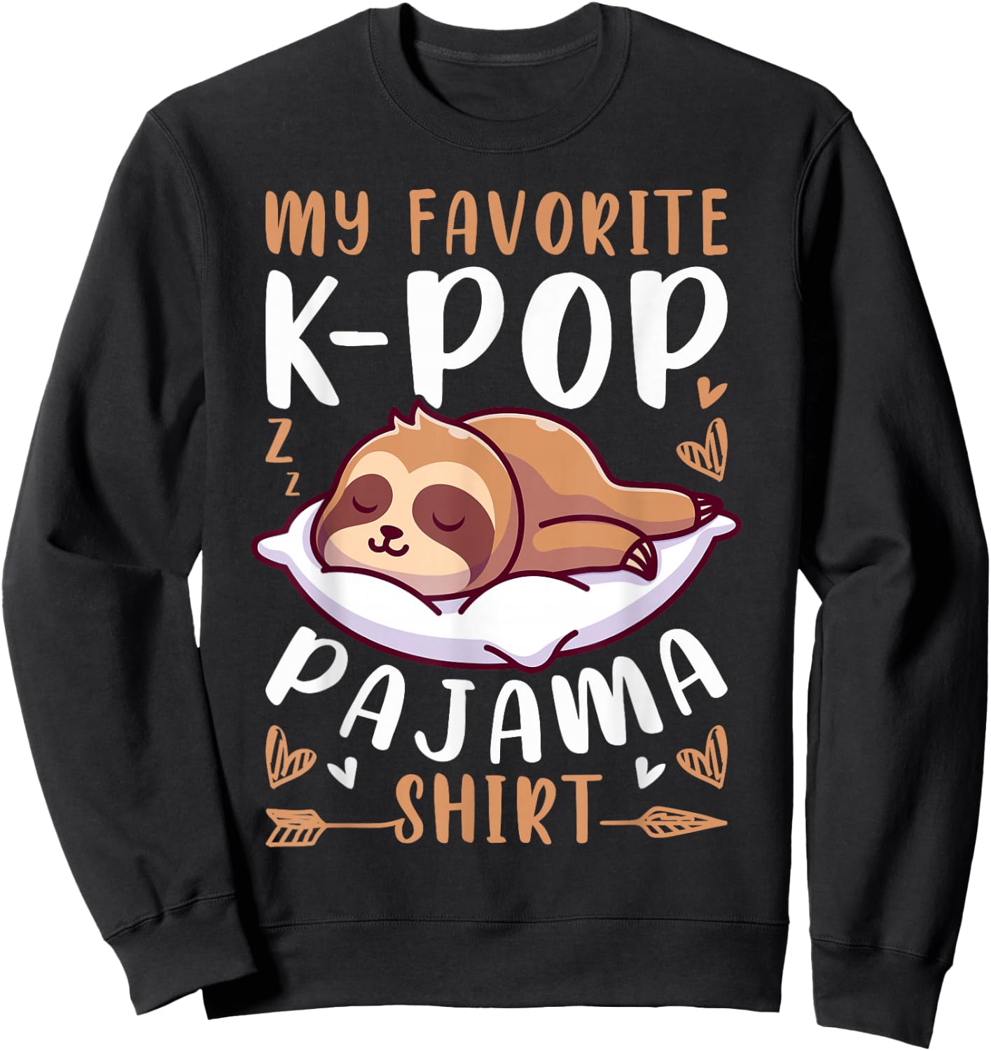 K-Pop Music Sleep Sloth K-Pop Pyjama , black Sweatshirt - Sweatshirt | Black