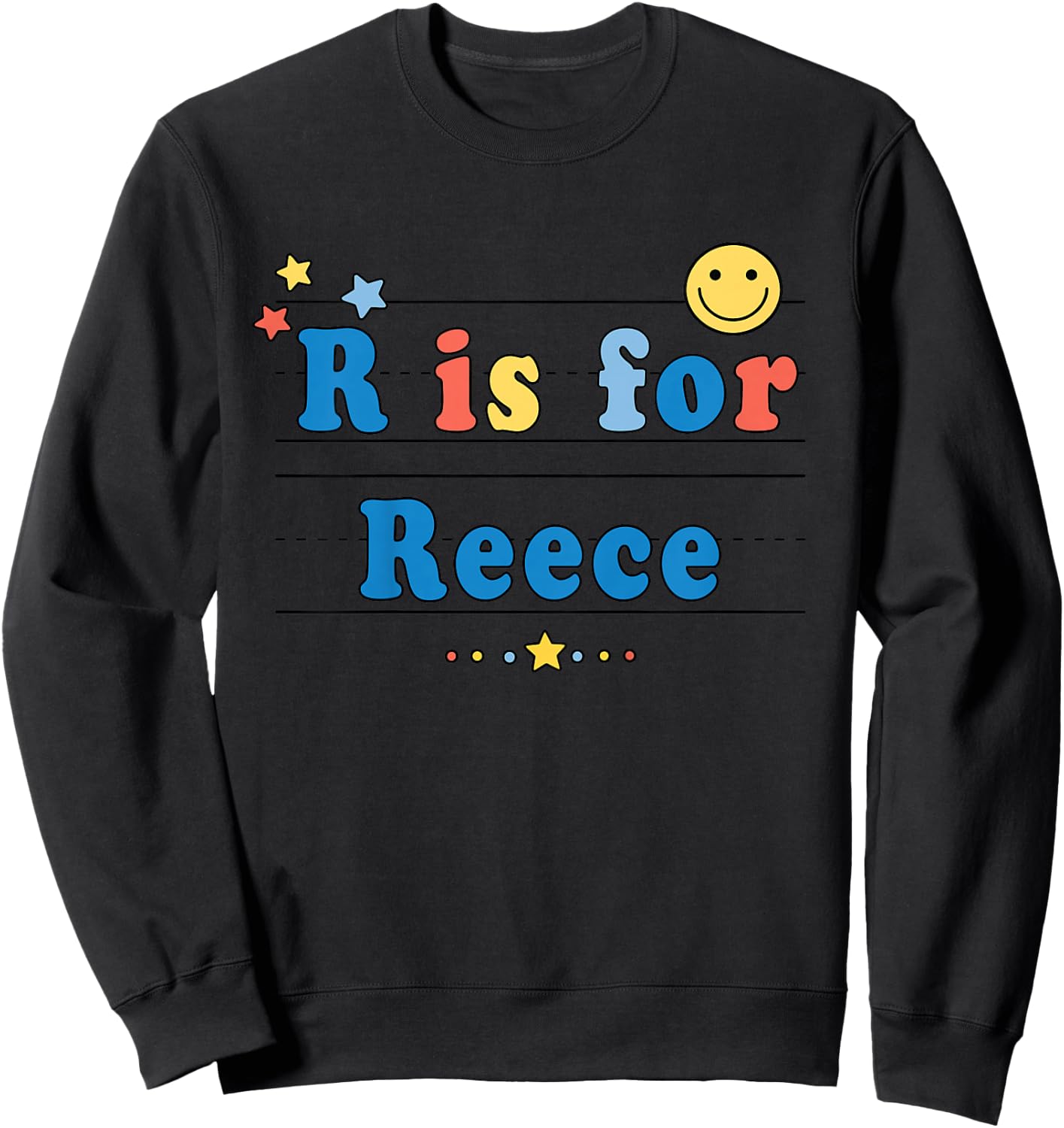 Kids Reece Name Shirt Alphabet R is for Reece Sweatshirt - Sweatshirt | Black