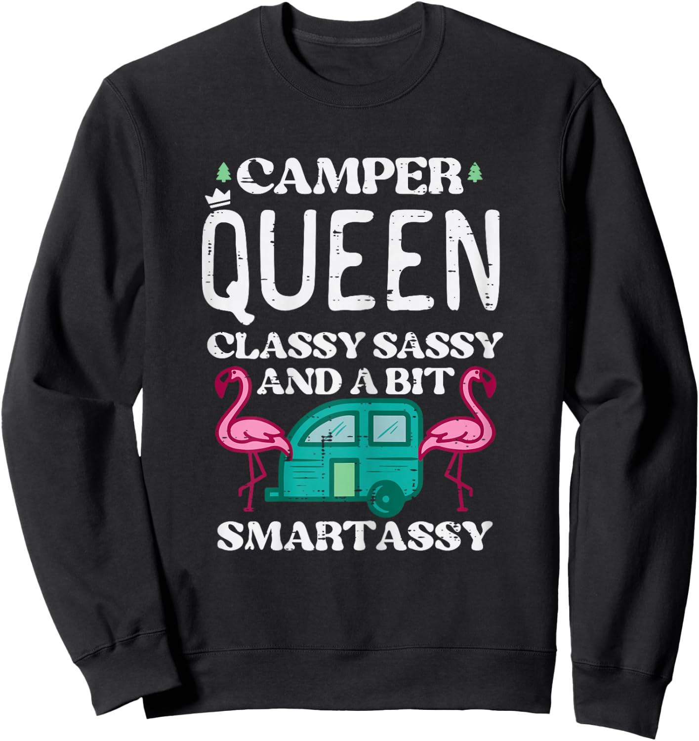 Camper Queen Classy Sassy Smart Camping RV Women Girls Teen Sweatshirt - Sweatshirt | Black
