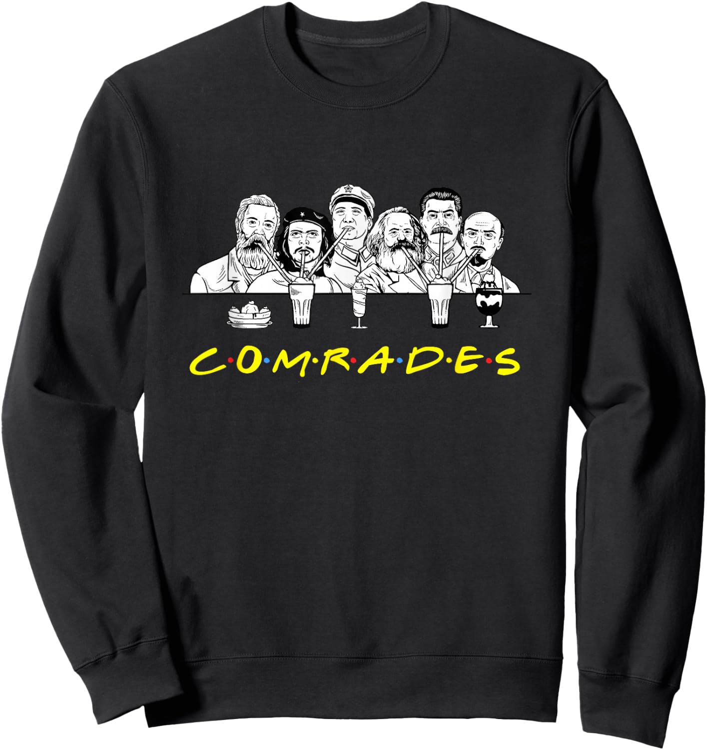 Communist Friends Comrades Design - Milkshake Funny Sweatshirt - Sweatshirt | Black
