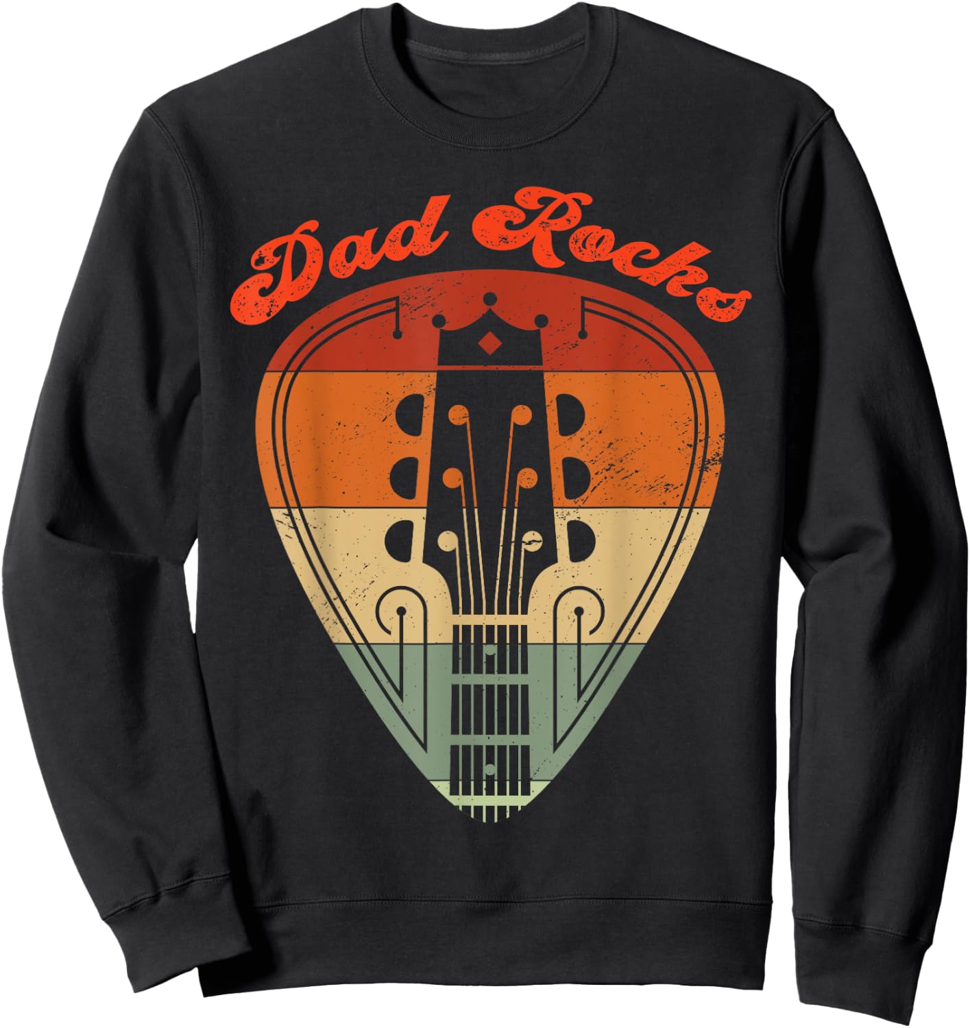 Dad Rocks Guitar Vintage Retro Father's Day Matching Sweatshirt - Sweatshirt | Black