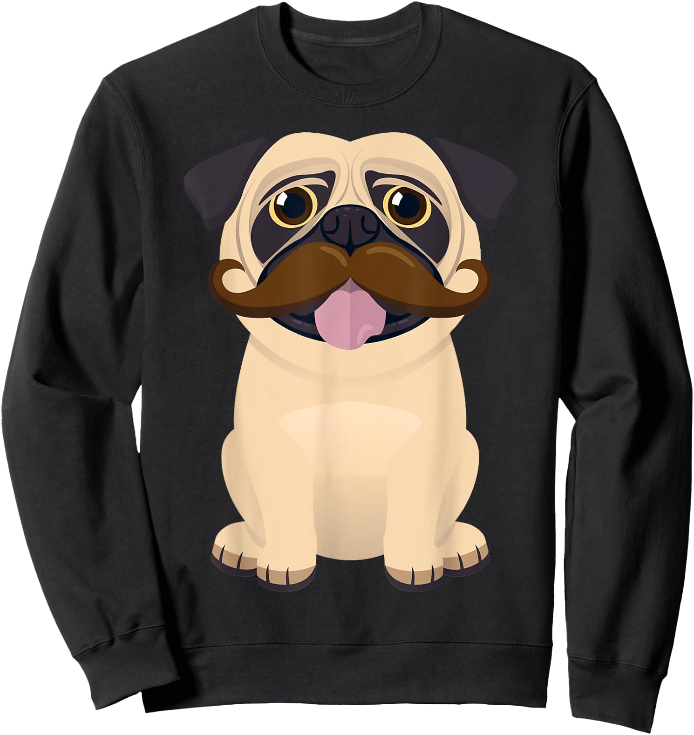 Funny Christmas Xmas Pug Dog Mustache Kids Costume Sweatshirt - Sweatshirt | Black