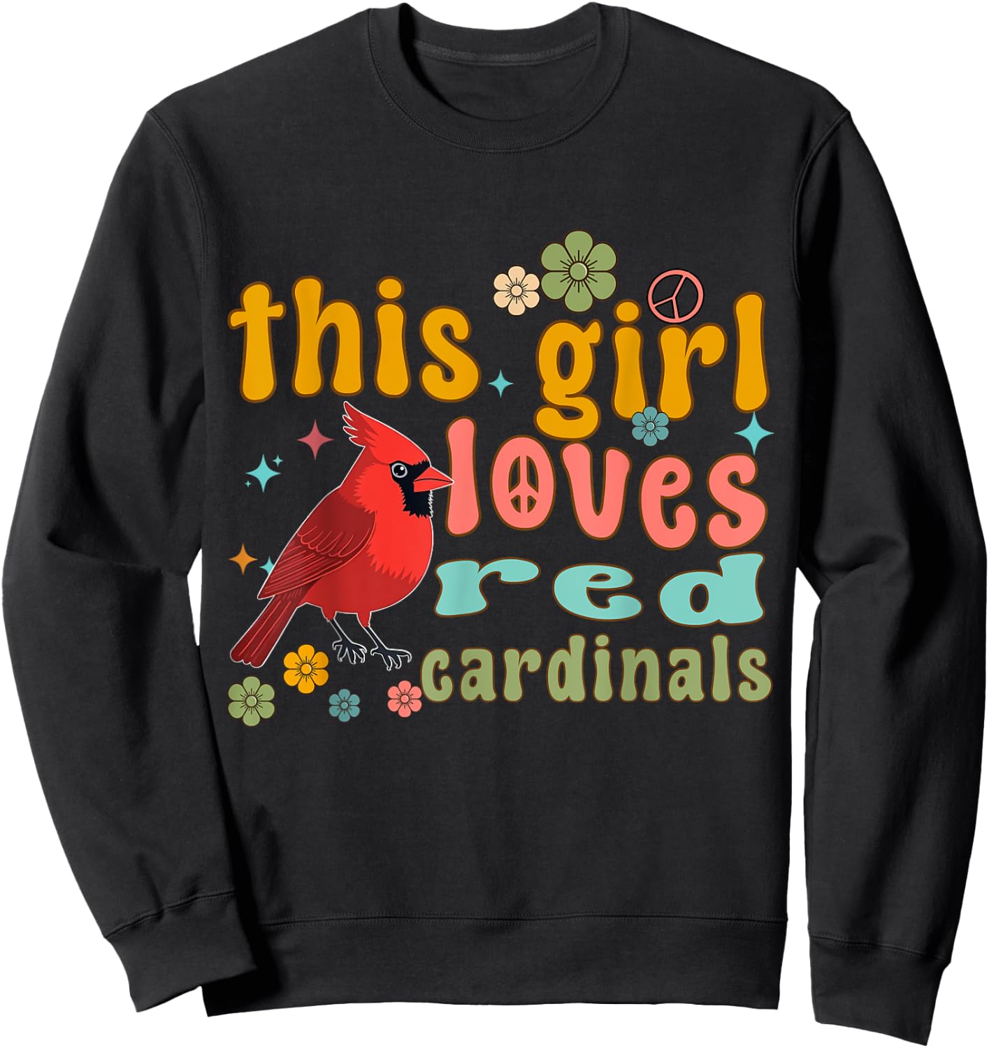 Red Cardinal Bird Women Men Girl Boys Northern Cardinal Sweatshirt - Sweatshirt | Black