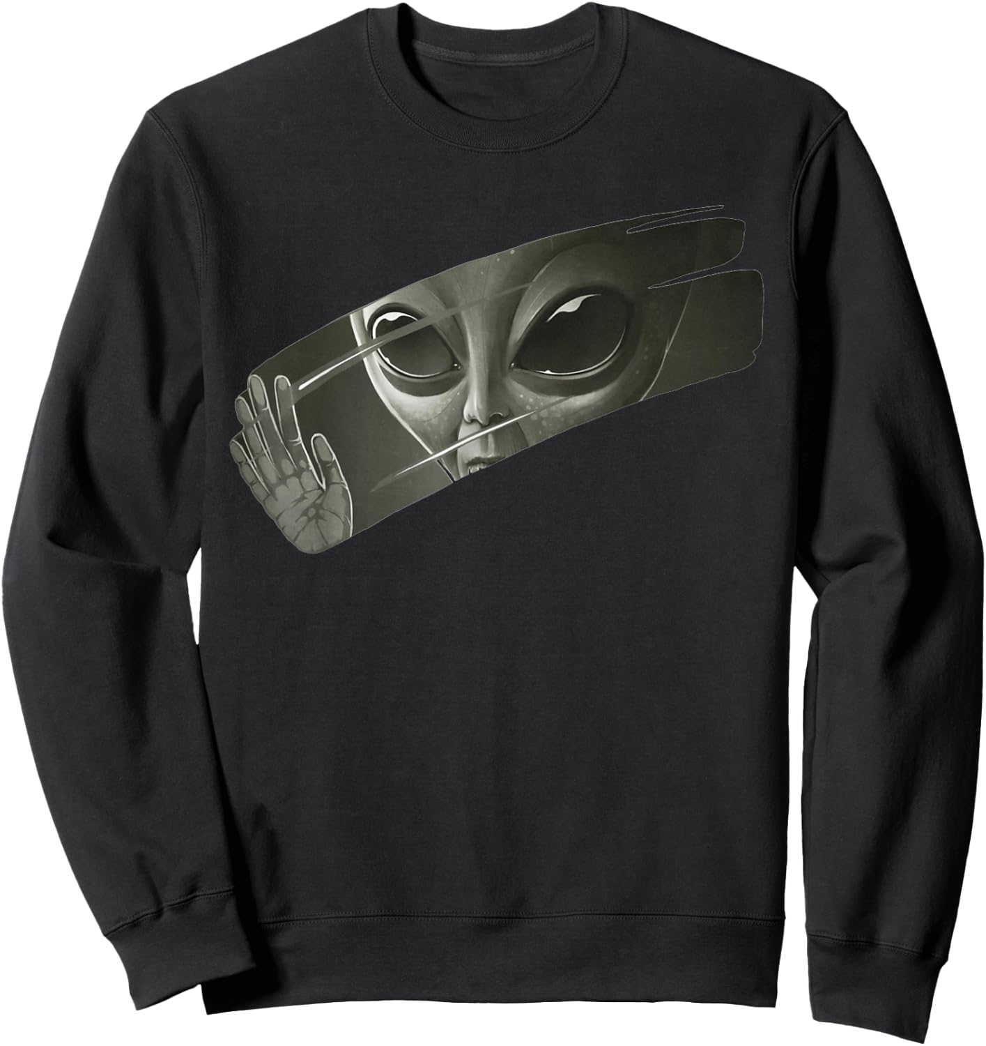 Aliens | Men's Women's Funny Graphic UFO Alien , black Sweatshirt - Sweatshirt | Black