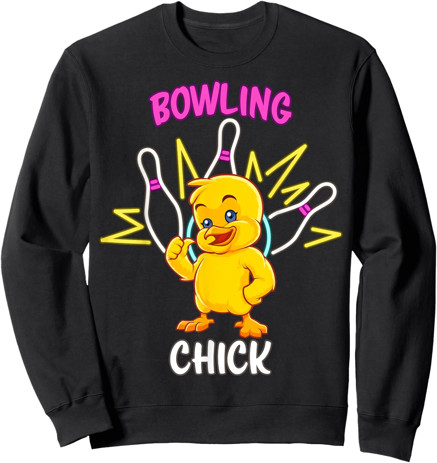 Bowling Chick Funny Chicken Sports Athlete Sweatshirt - Sweatshirt | Black