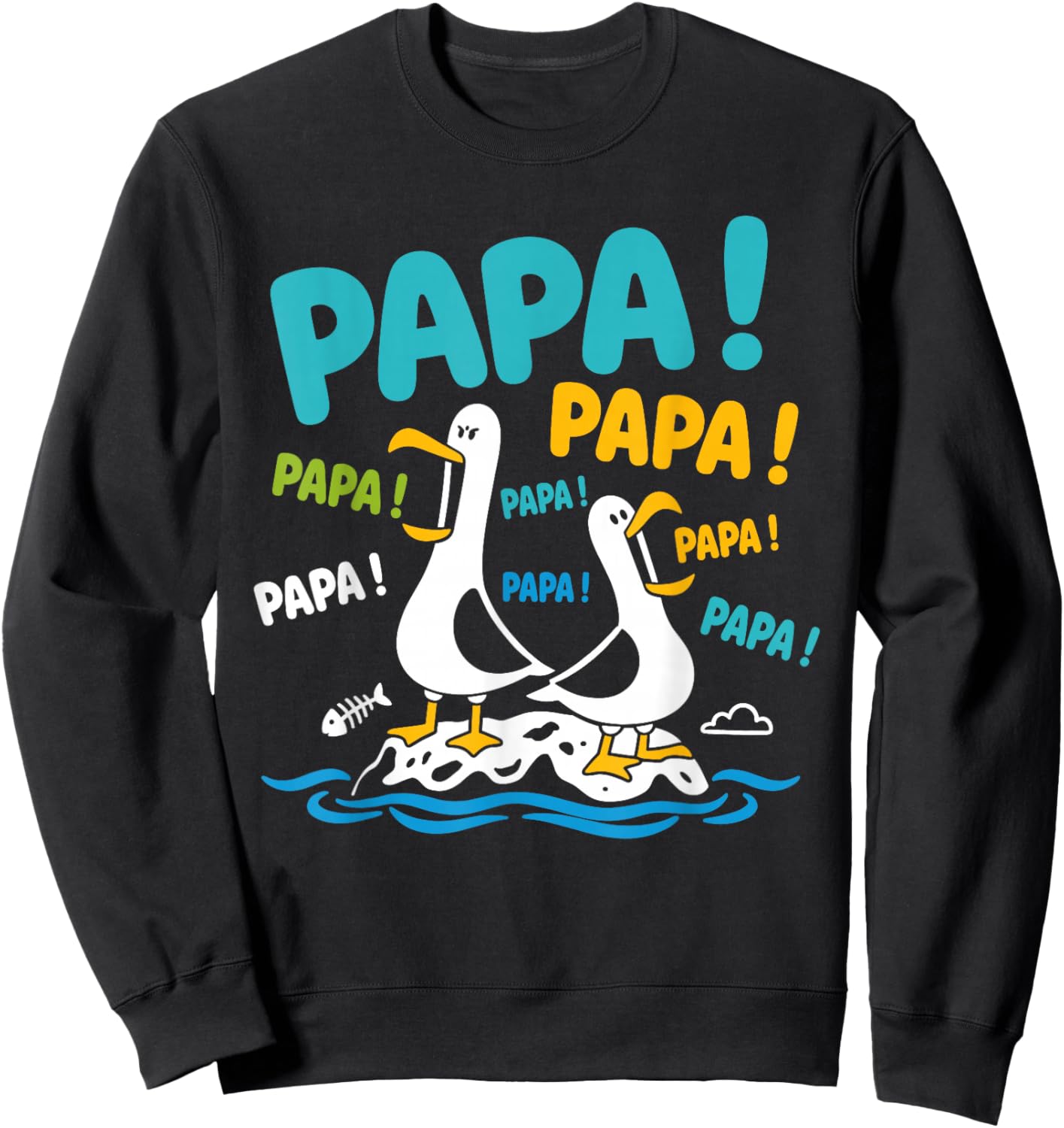 Bague fête des pères Humour Enfant Qui crie Mouette Papa Sweatshirt - Sweatshirt | Black