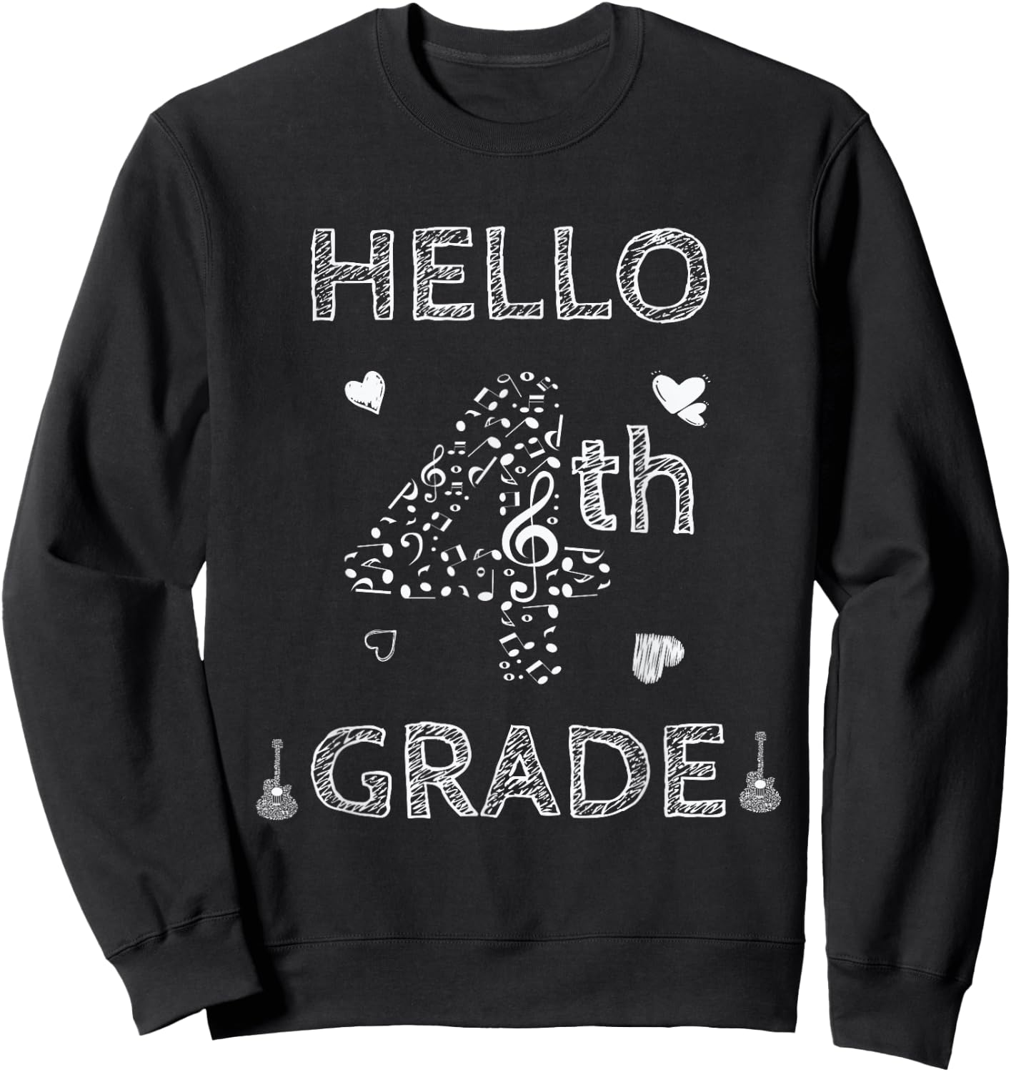 Back To School 4th Grade shirt hello fourth grade music Sweatshirt - Sweatshirt | Black