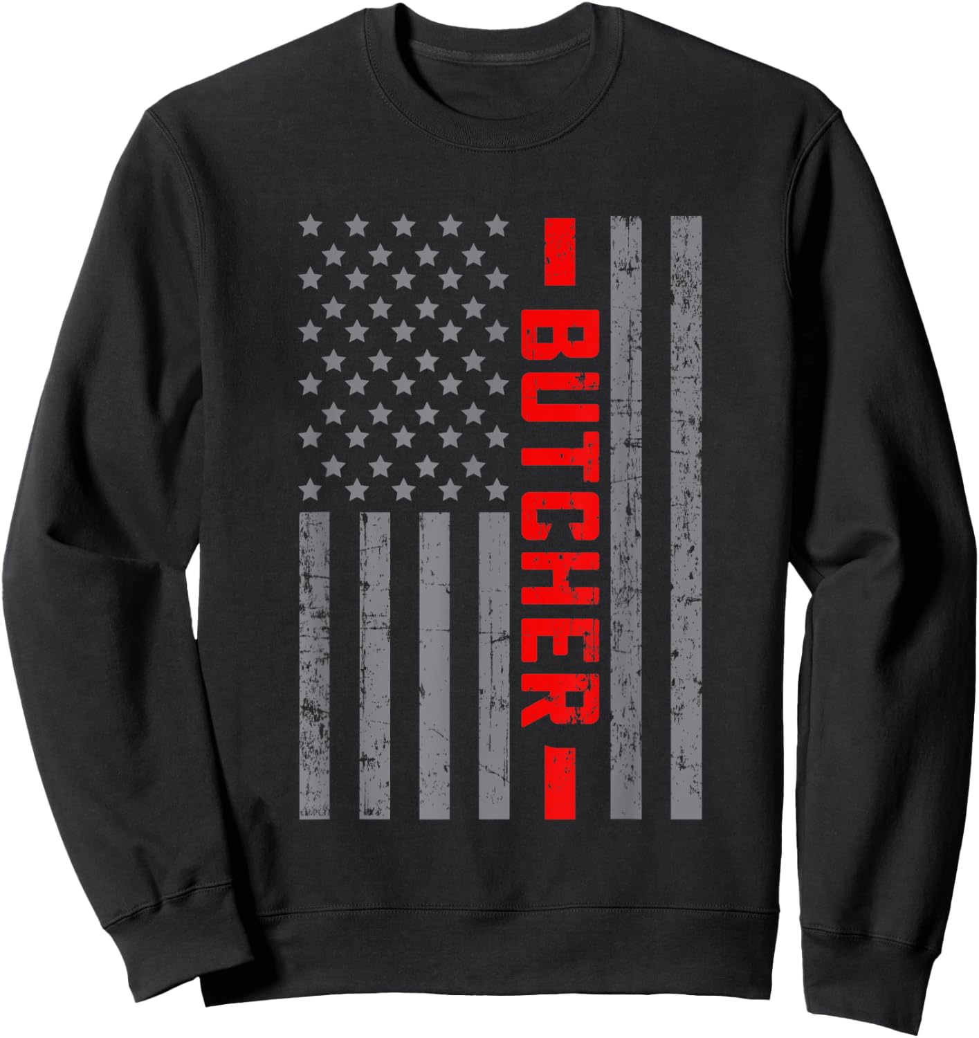 American Flag Butcher US Flag Vintage Dad Sweatshirt - Sweatshirt | Black