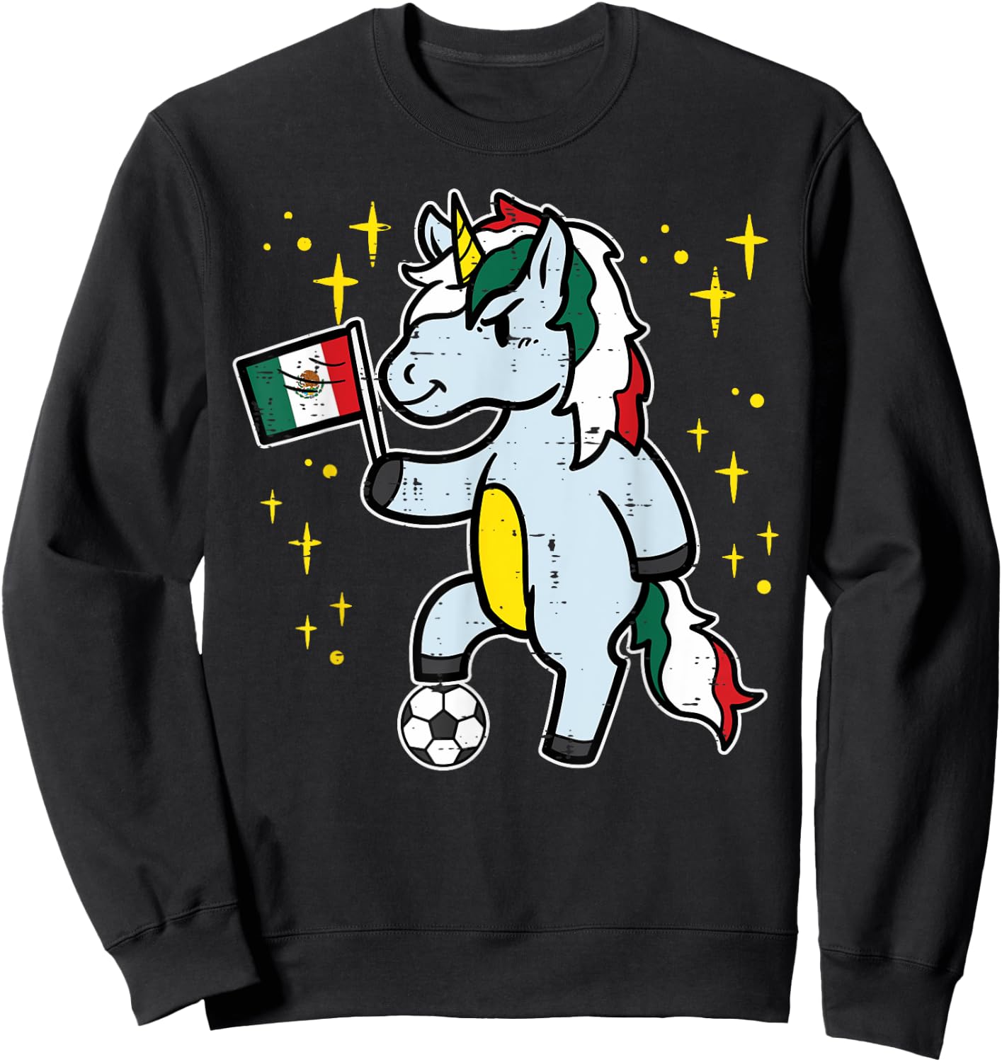 Mexico Flag Unicorn Football Soccer Fan Women Girls Kids Sweatshirt - Sweatshirt | Black