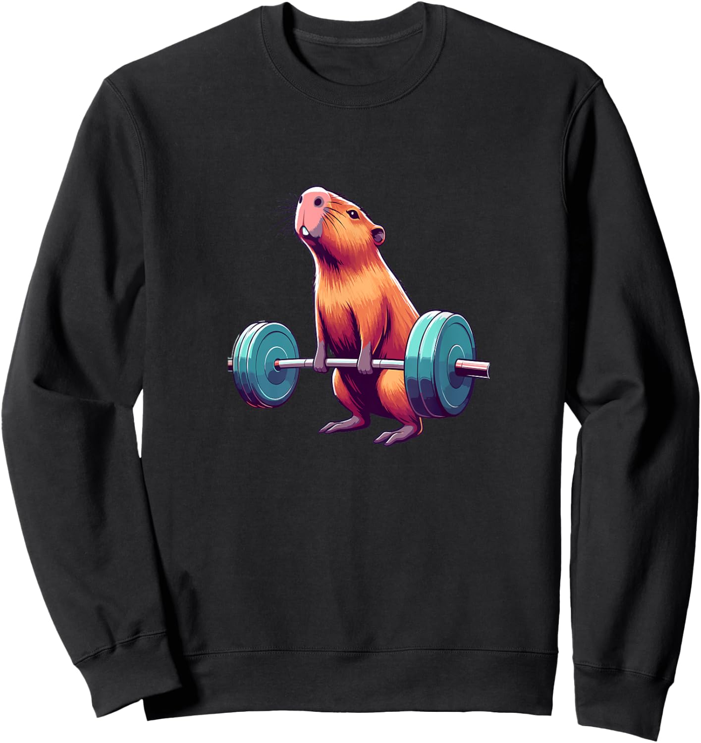 Capybara Deadlift Weightlifting Funny Fitness Workout Sweatshirt - Sweatshirt | Black